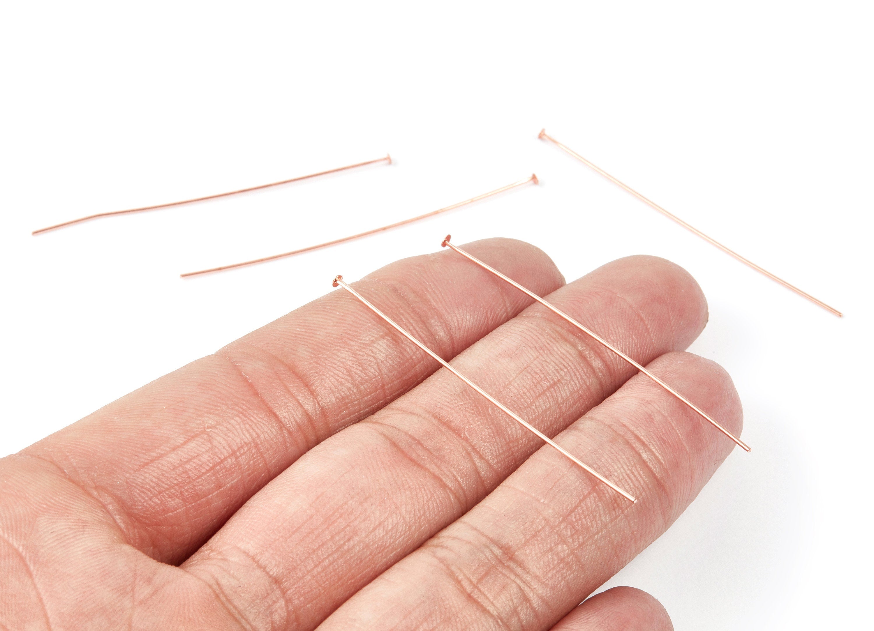 Brass Head Pins - 0.6x50T - Rose Tone Plated Brass - Jewelry Making - 50x0.6mm - PP1704R - DOMEDBAZAAR