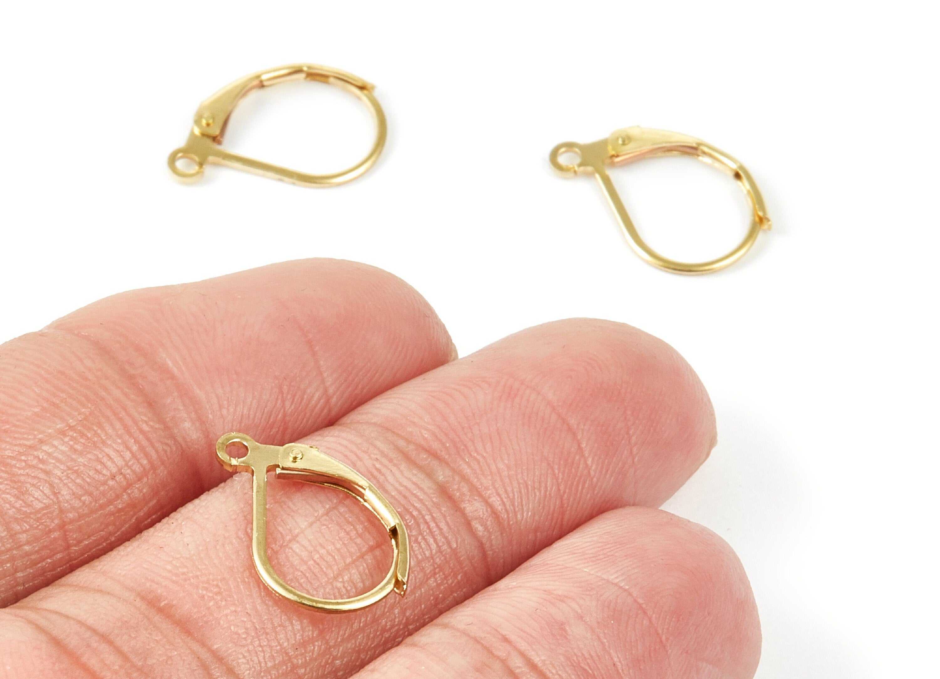 Brass Leverback Earring Clasp - Raw Brass Plain Leverback - Earring Findings - Jewelry Supplies - 16,15x10x1,6mm - PP1550 - DOMEDBAZAAR