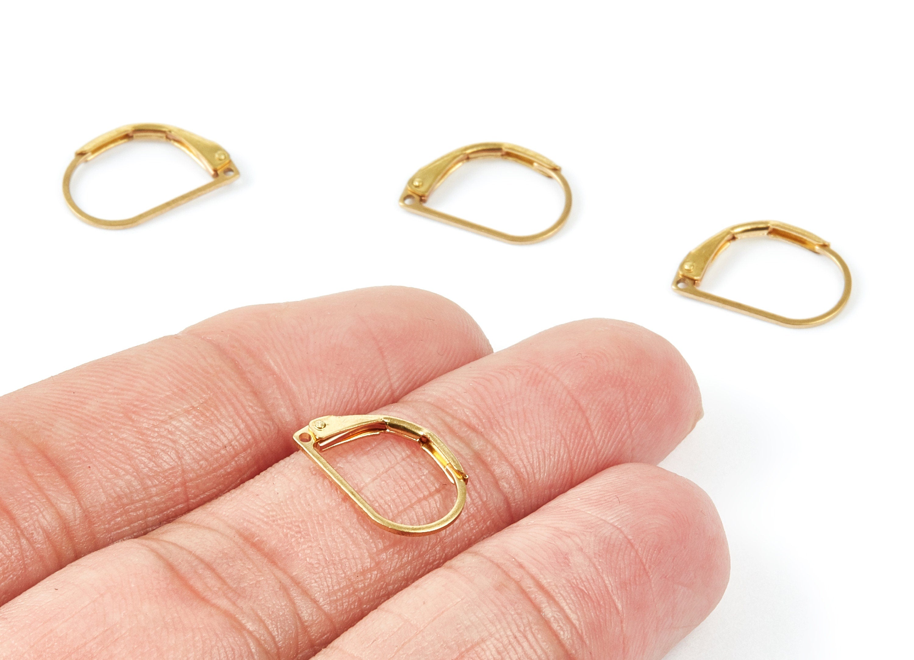 Brass Leverback Earring Clasp - Raw Brass Plain Leverback - Earring Findings - Jewelry Supplies - 15,4x9,88x1,95mm - PP1551 - DOMEDBAZAAR