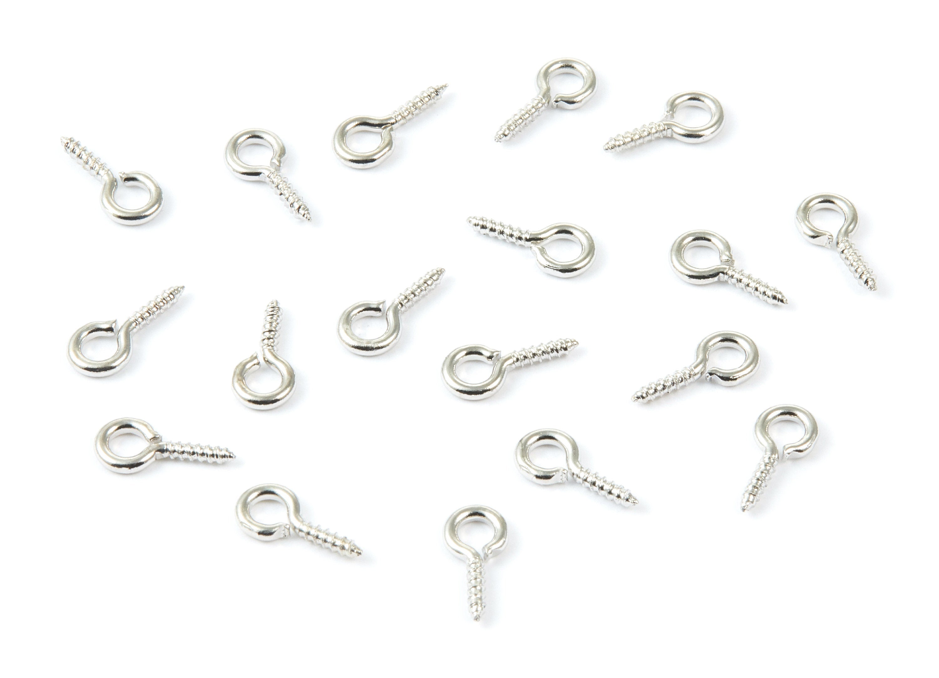 Eye Hook Screw - 5X10 - Silver Tone Plated Brass Eye Hook Screw - Jewellery Making - 10x5mm - PP1709S - DOMEDBAZAAR