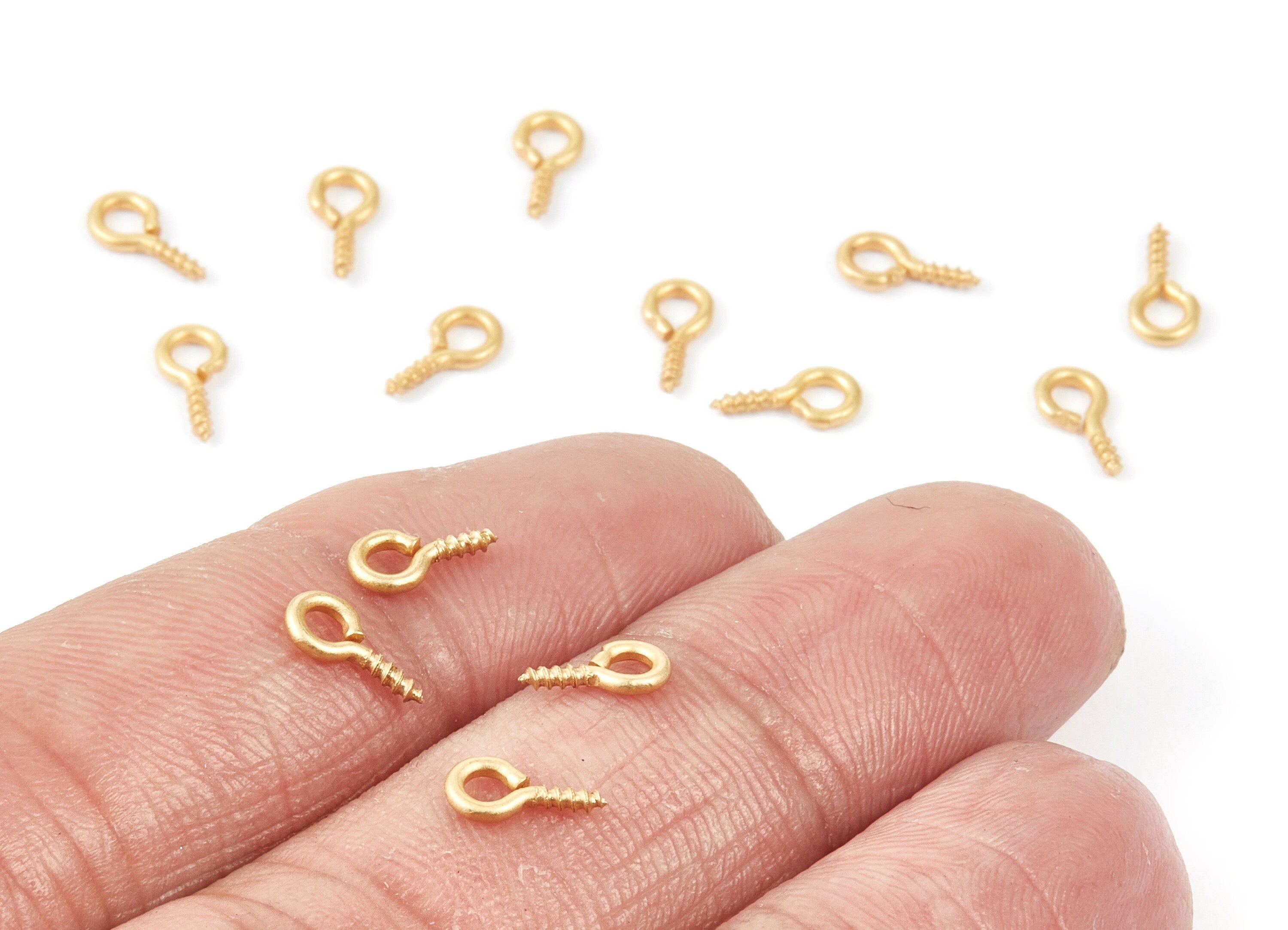 Eye Hook Screw - 4x8 - Raw Brass Eye Hook Screw - Jewelry Making - 8x4mm - PP1713 - DOMEDBAZAAR