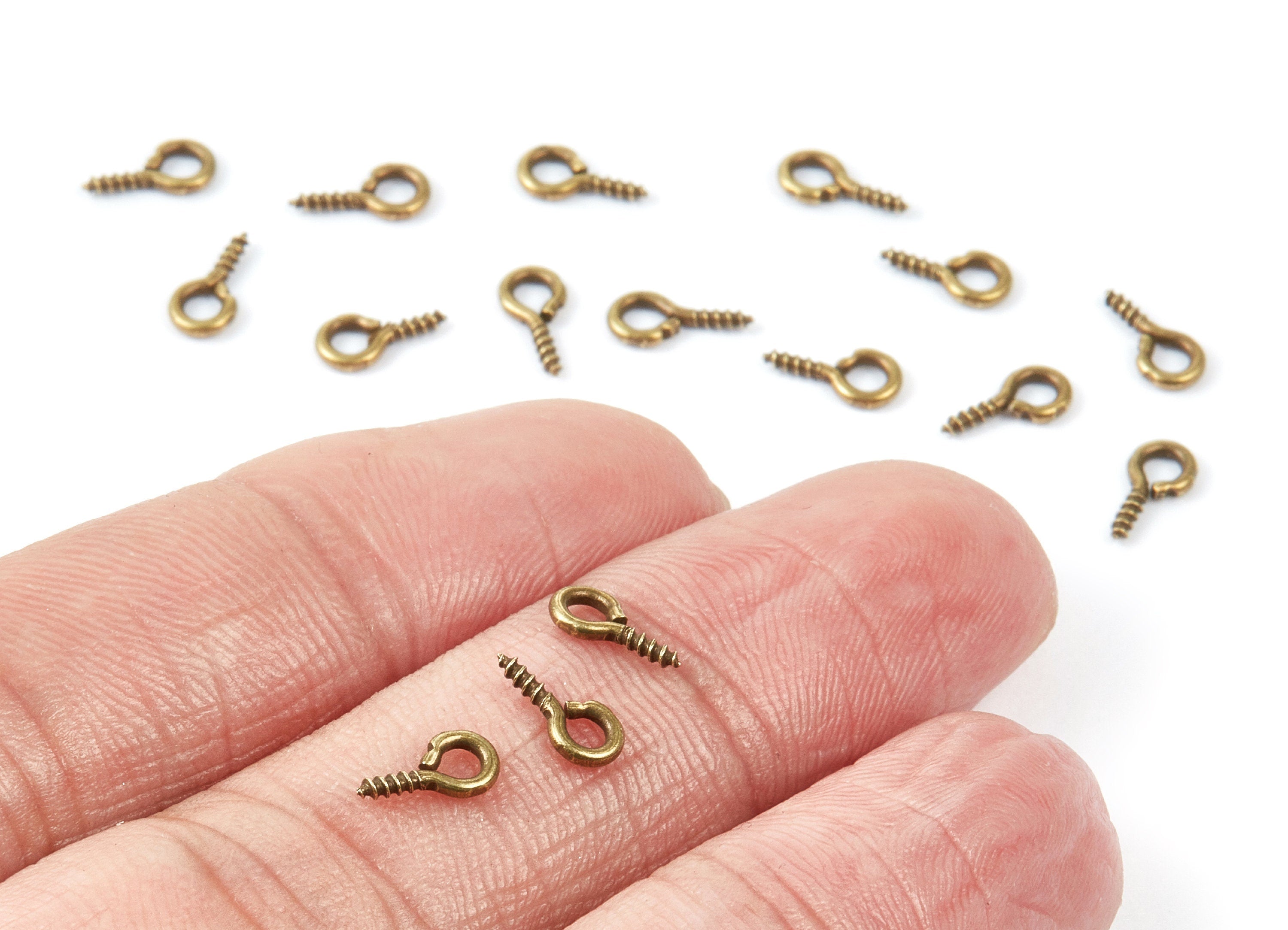 Eye Hook Screw - 4x8 - Antique Bronze Tone Plated Brass Eye Hook Screw - Jewelry Making - 8x4mm - PP1713AB - DOMEDBAZAAR