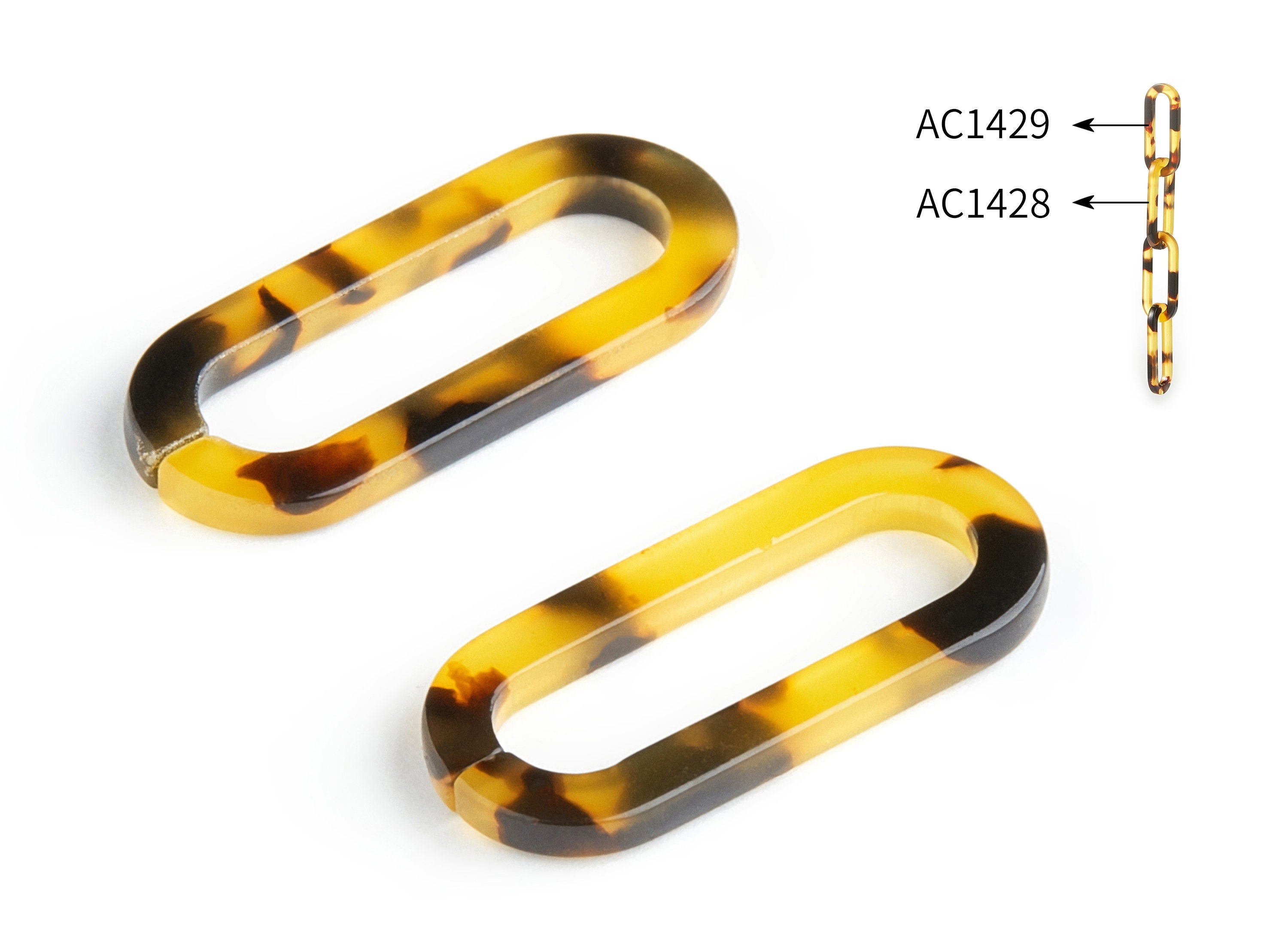 Acetate Acrylic Charms - Tortoise Shell Earrings - Laser Cut Open Oval Shaped Earrings - Color Code: A02 - 27.6x11.8x2.44mm - AC1428 - DOMEDBAZAAR