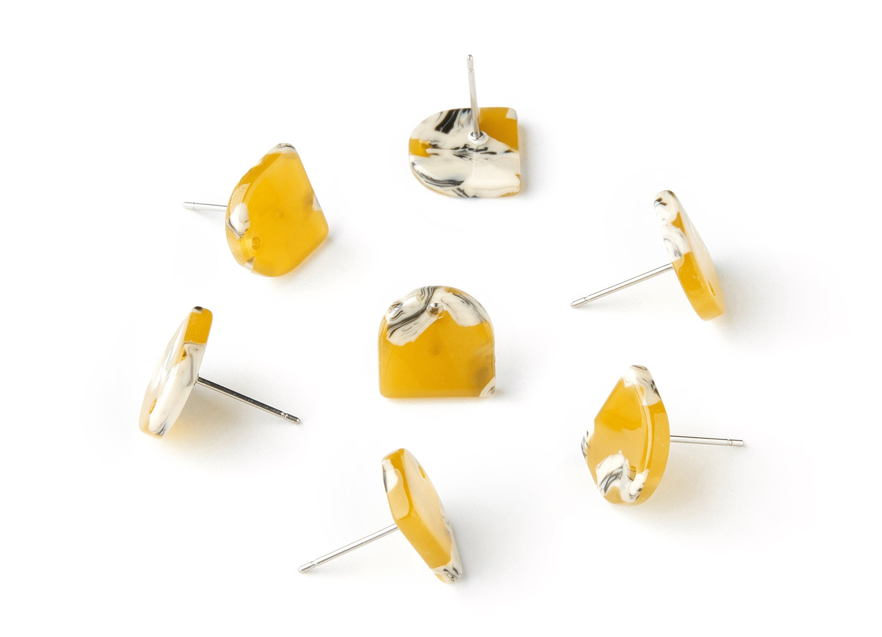 Acetate D Earring Post - Acetate D EarringStud - Earring Post - Jewelry Supplies - Color Code: A14 - 11.7x11.5x2.5mm - AC1560-A14 - DOMEDBAZAAR