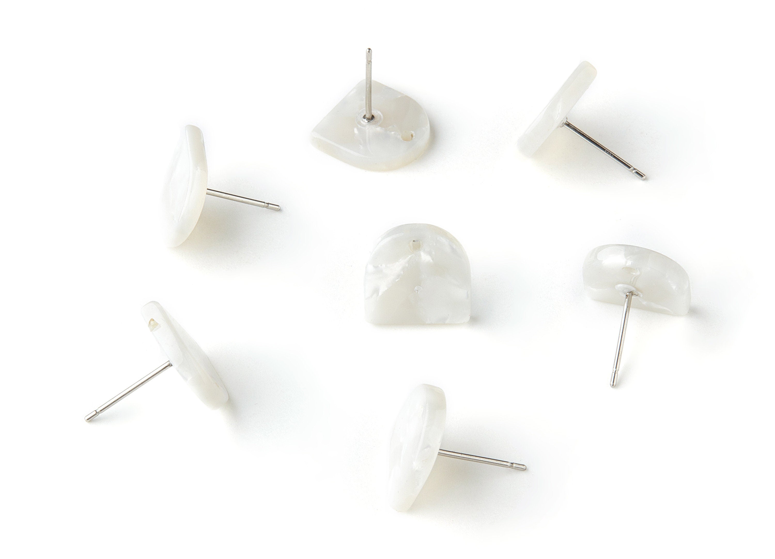 Acetate D Earring Post - Acetate D Earring Studs - Earring Post - Jewelry Supplies - Color Code: A12 - 11.7x11.5x2.5mm - AC1560-A12 - DOMEDBAZAAR