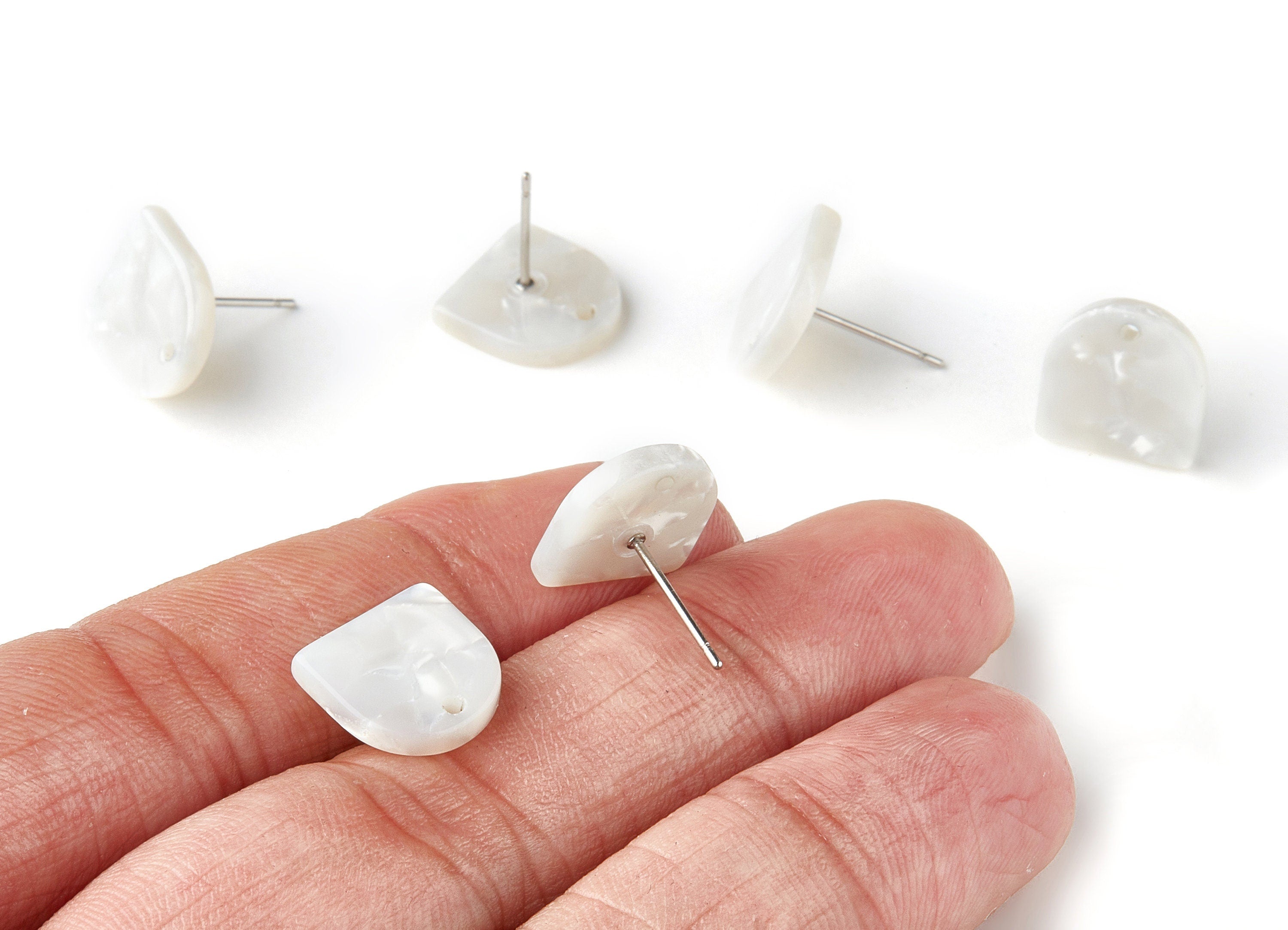 Acetate D Earring Post - Acetate D Earring Studs - Earring Post - Jewelry Supplies - Color Code: A12 - 11.7x11.5x2.5mm - AC1560-A12 - DOMEDBAZAAR