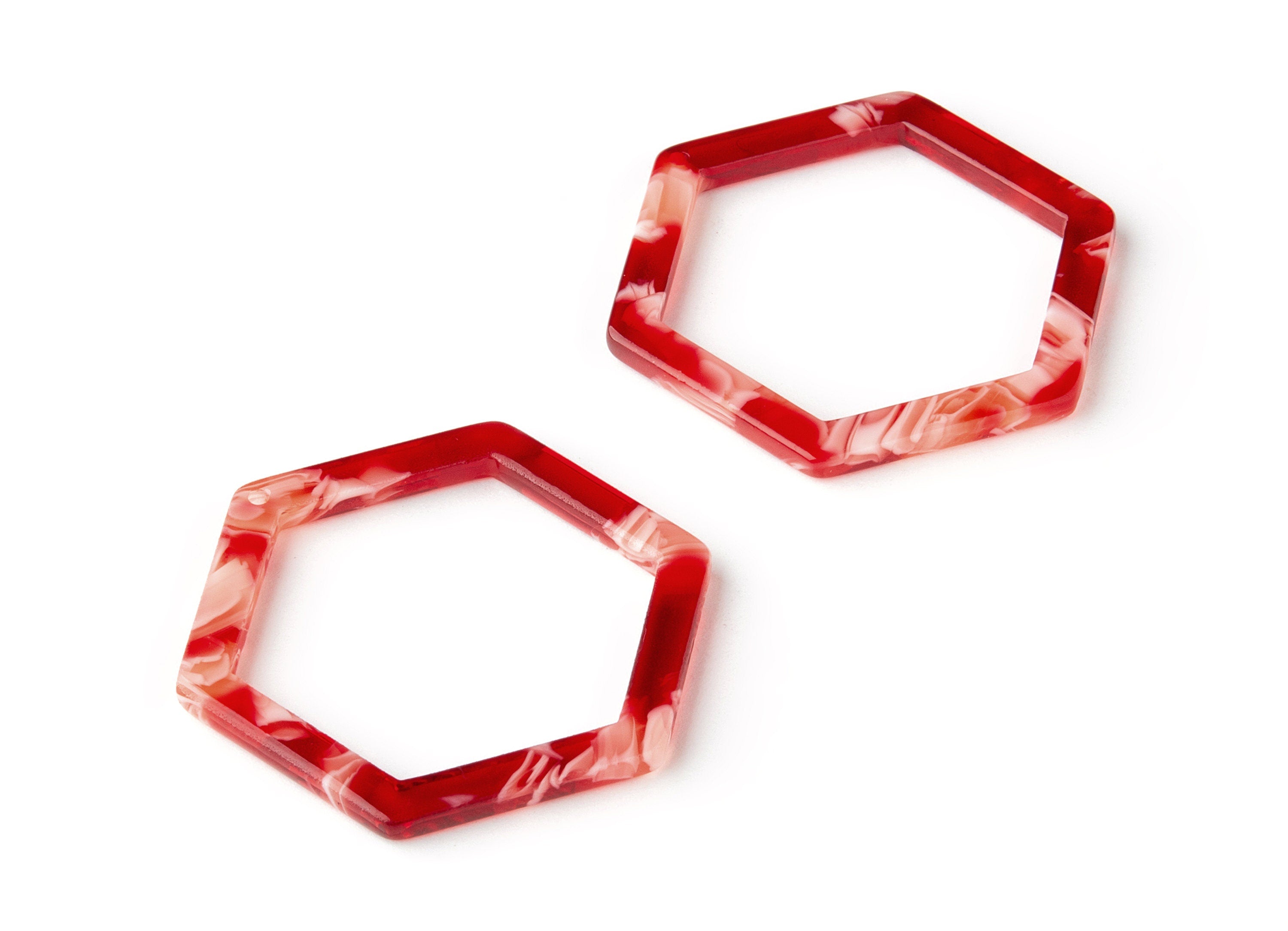 Acetate Hexagon Earring Charms - Hexagon Pendant - Earring Findings - Jewelry Supplies - Color CodeA143 - 37.2x32.6x2.95mm - AC1124-A143 - DOMEDBAZAAR