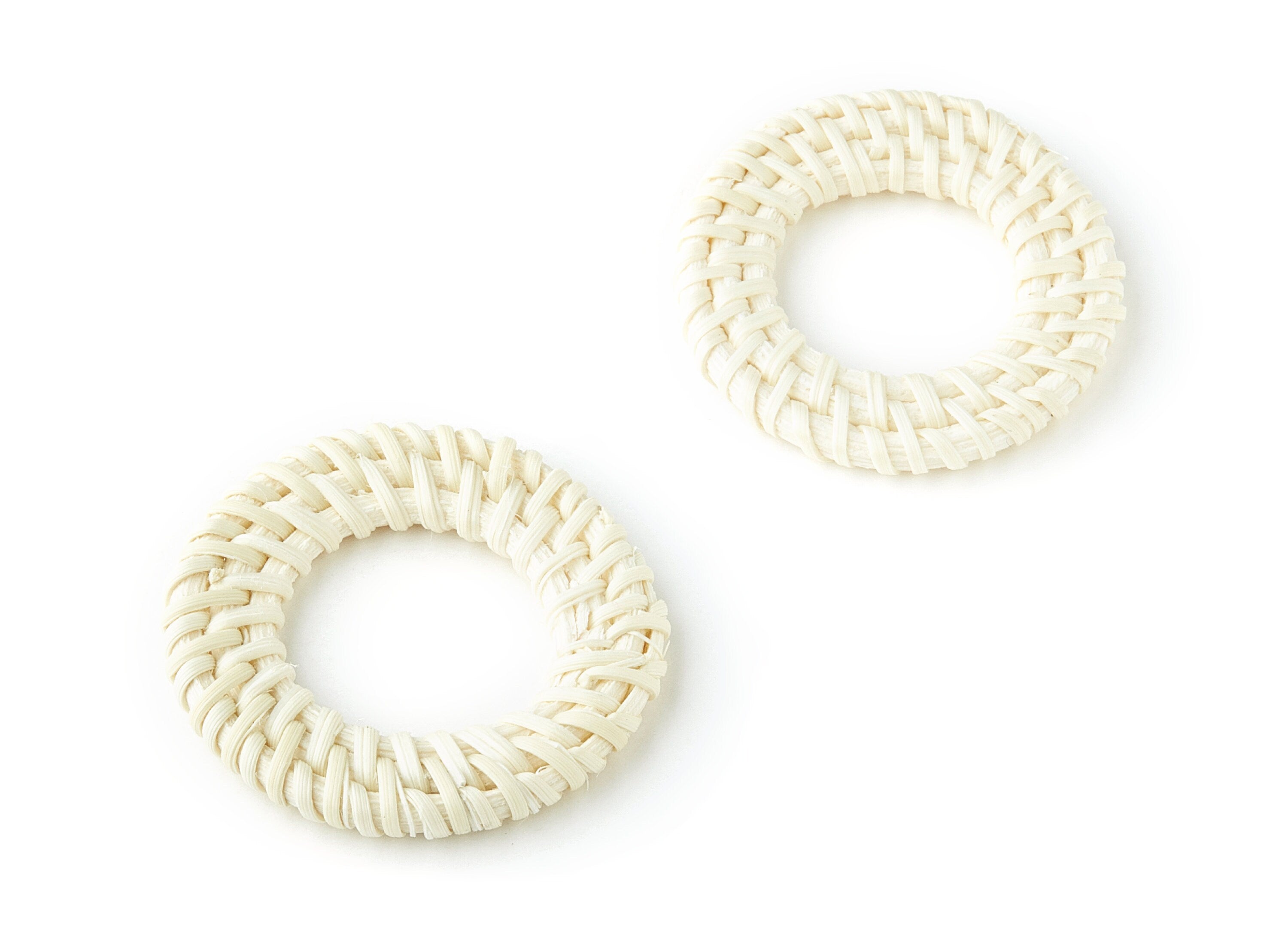 Handwoven Rattan Earrings - Round Shaped Rattan Pendant - Wooden Straw Earring - Jewelery Handmade - 49.9x49.9x5.23mm - RT1150 - DOMEDBAZAAR
