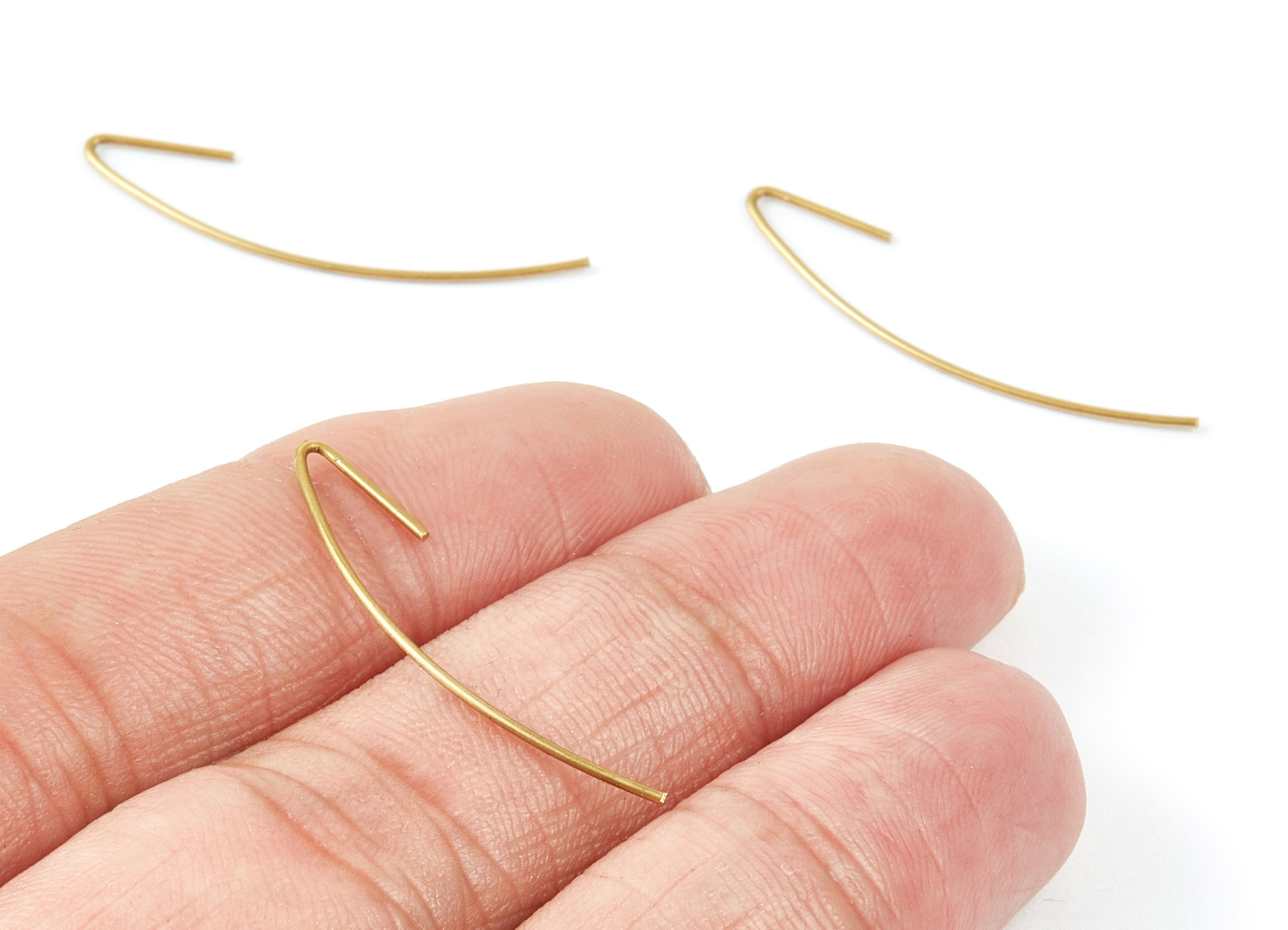 Brass Earring Wire - Raw Brass Ear  Hooks - Earring Findings - Jewelry Supplies - 31x7.95x0.66mm - PP1496 - DOMEDBAZAAR