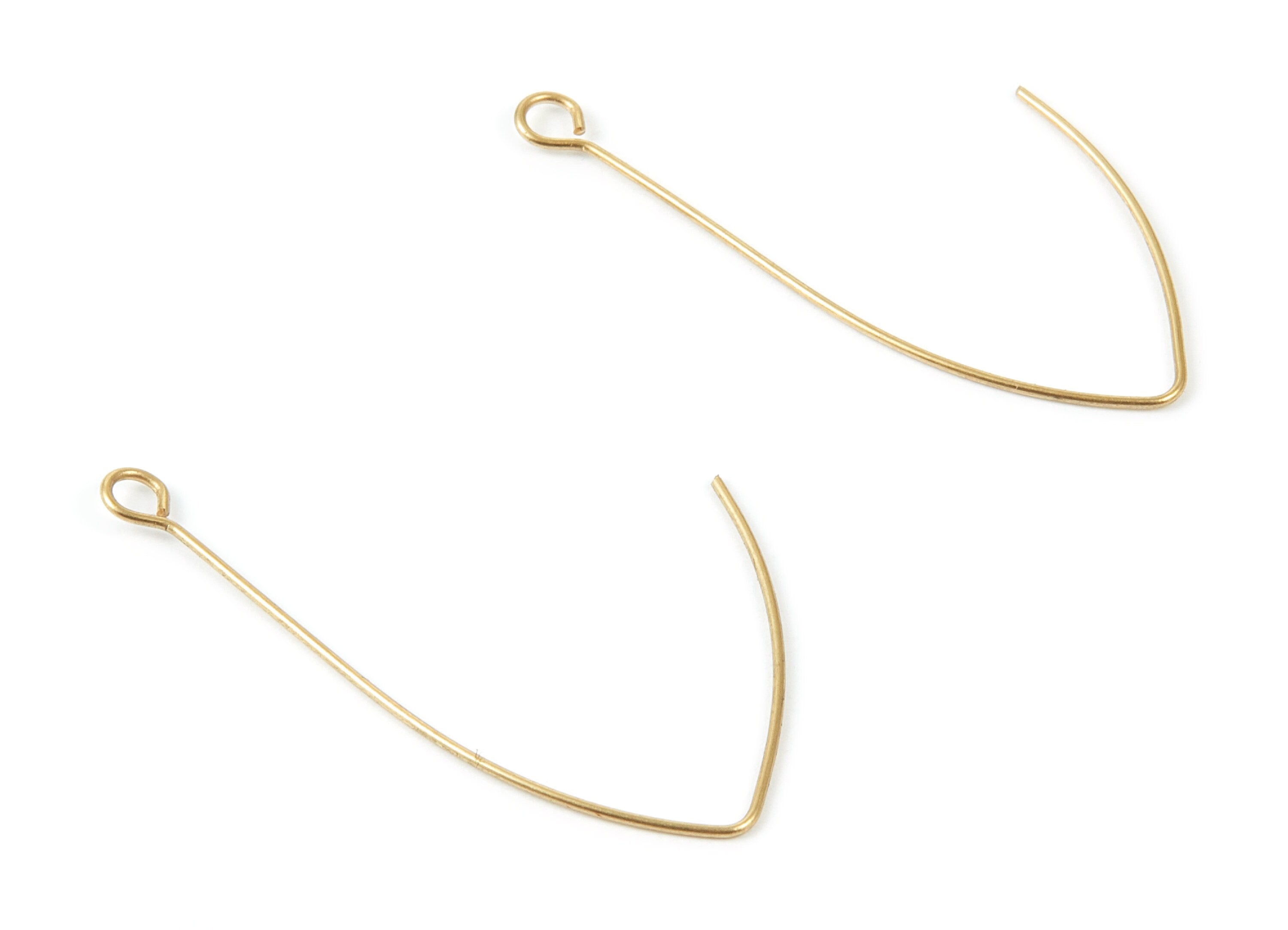 Brass Stud Earring Wire - Raw Brass Ear  Hooks - Earring Findings - Jewelry Supplies - 42x20x0.7mm - PP1510 - DOMEDBAZAAR