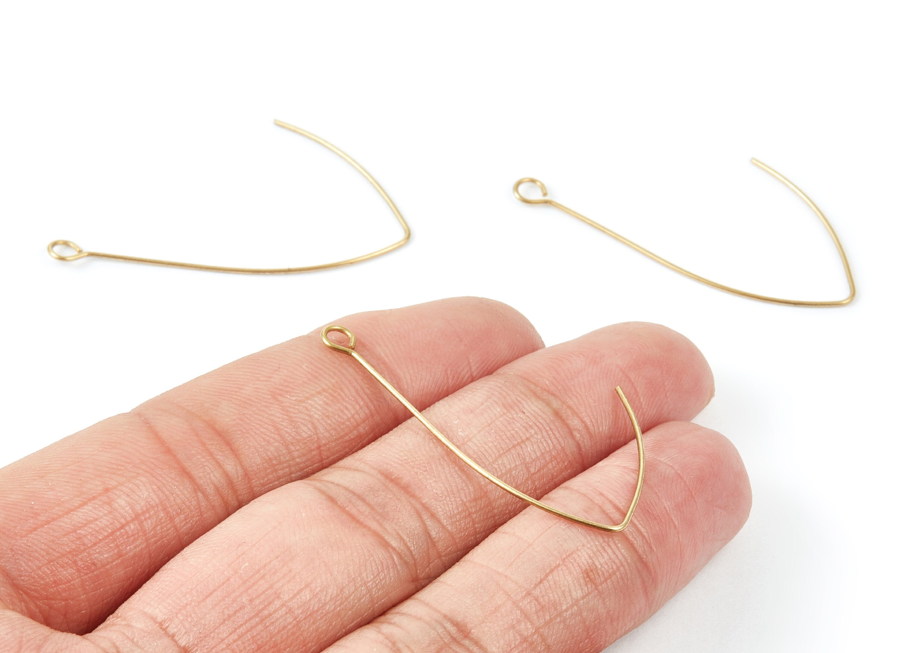 Brass Stud Earring Wire - Raw Brass Ear  Hooks - Earring Findings - Jewelry Supplies - 42x20x0.7mm - PP1510 - DOMEDBAZAAR
