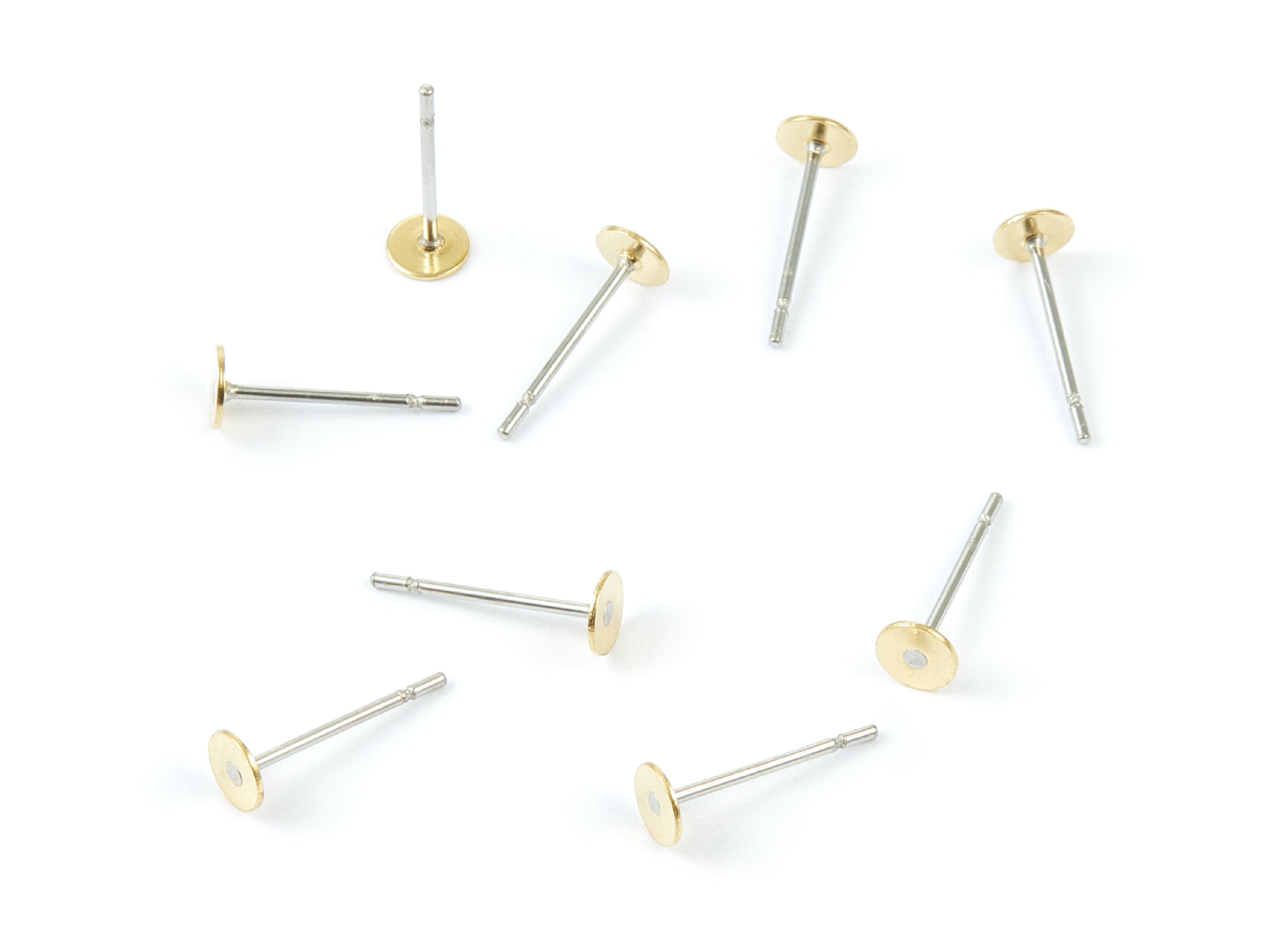 Earring Post Stud With Raw Brass Head - 4*12 - Stainless Steel Earring Posts - Jewelry Supplies - 11.88x4.06x0.74mm - PP1546 - DOMEDBAZAAR