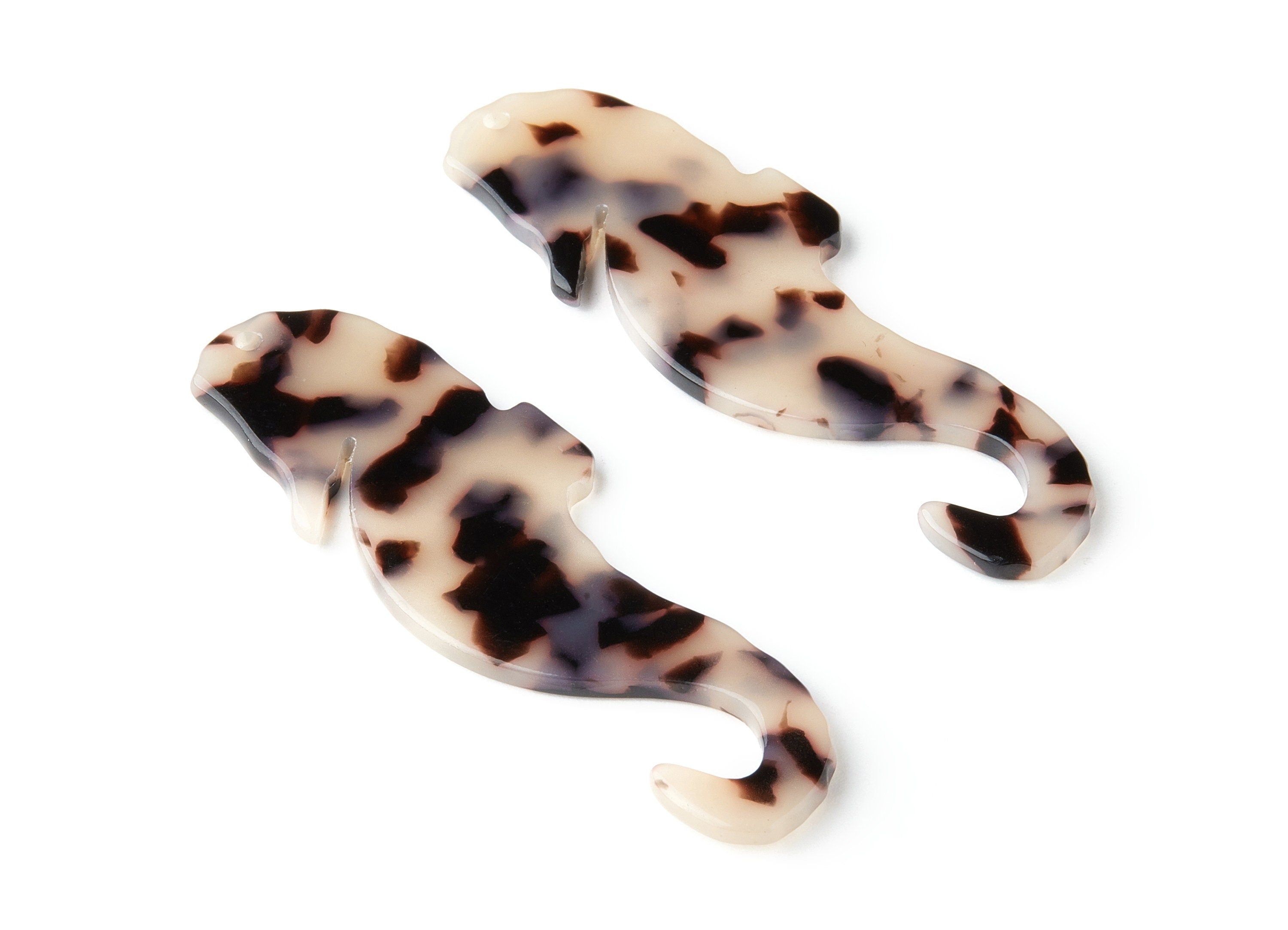 Acetate Acrylic Earring Charms - Blonde Tortoise Shell Earrings - Hippocampus pendant - Color Code: A07 - 63.9x20.7x2.4mm - AC1544-A07 - DOMEDBAZAAR