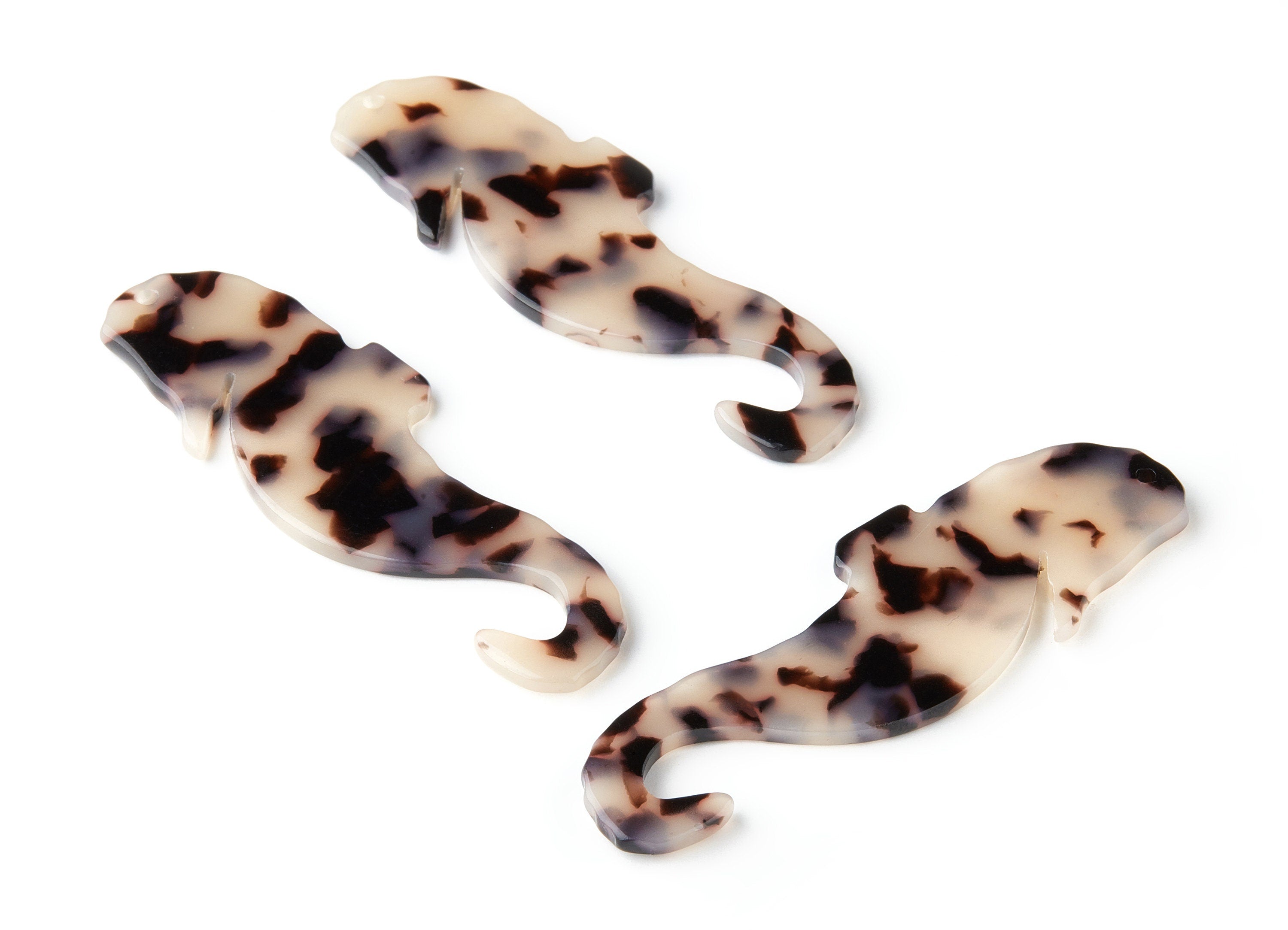 Acetate Acrylic Earring Charms - Blonde Tortoise Shell Earrings - Hippocampus pendant - Color Code: A07 - 63.9x20.7x2.4mm - AC1544-A07 - DOMEDBAZAAR