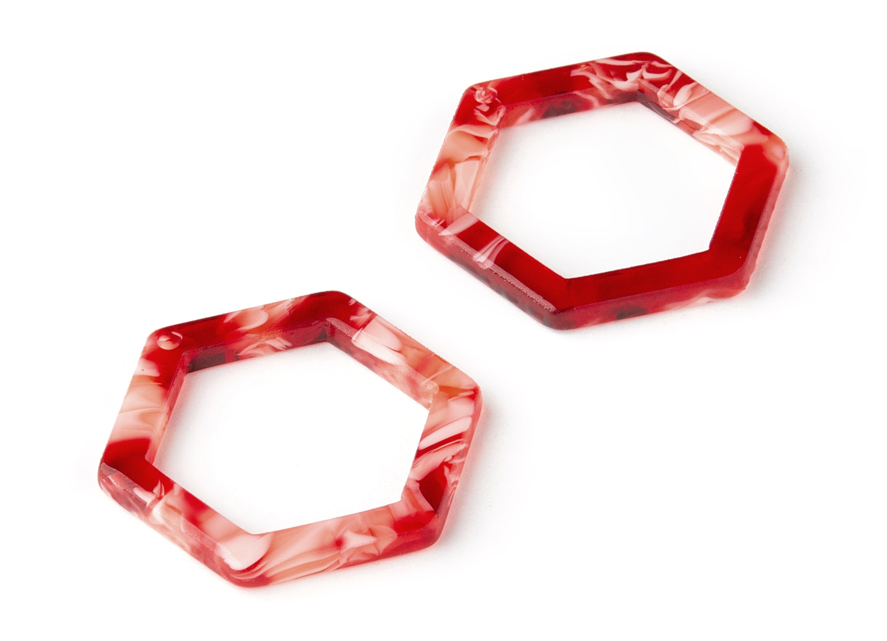 Acetate Hexagon Earring Charms - Hexagon Pendant - Earring Findings - Jewelry Supplies - Color Code:A143 - 28.88x25.3x2.91mm - AC1123-A143 - DOMEDBAZAAR