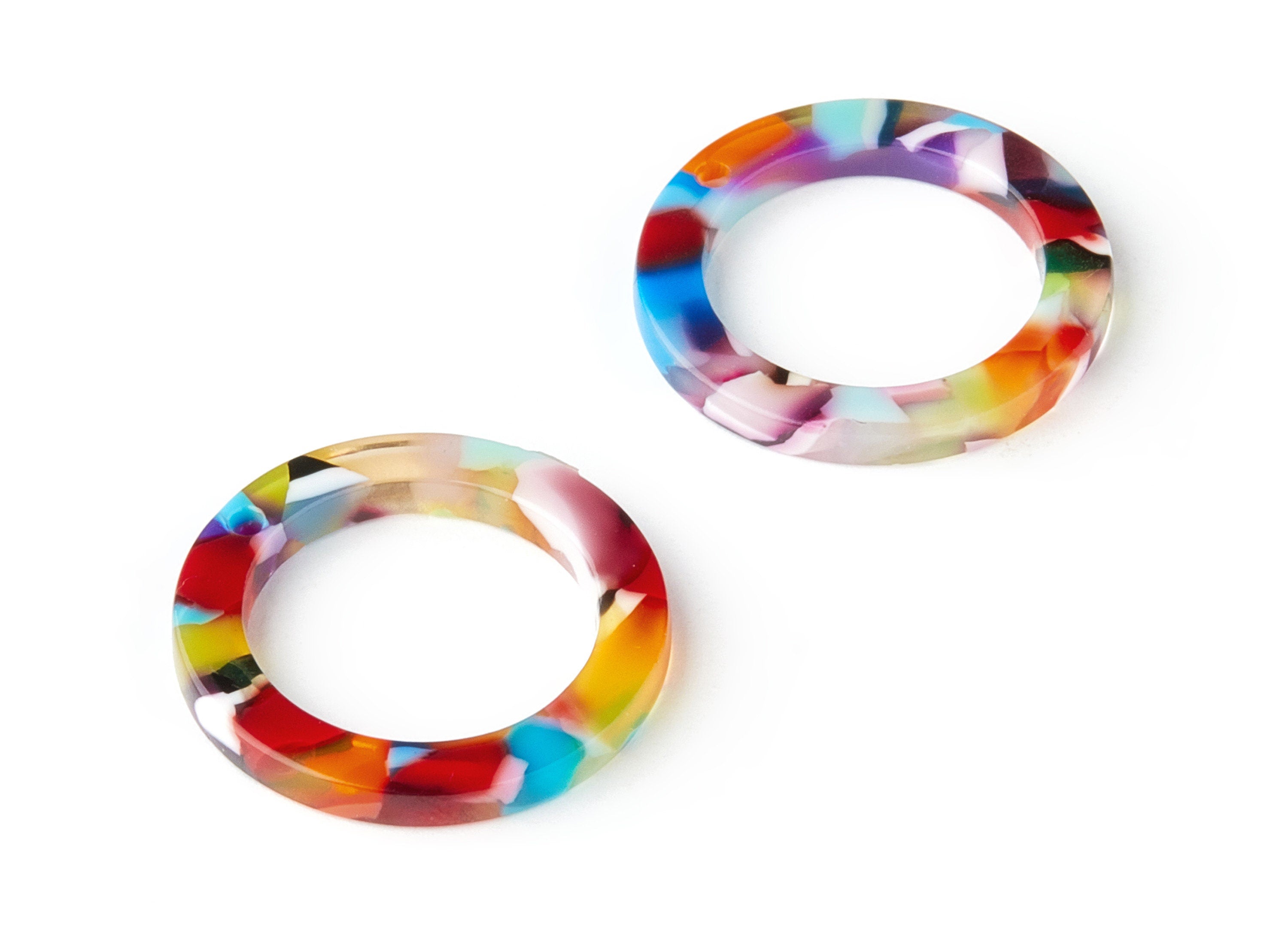 Acetate Hoop Earring Charms - Circle Shaped Pendant - Earring Findings - Jewelry Supplies - Color Code: A21 - 22.8x22.8x2.63mm - AC1118-A21 - DOMEDBAZAAR