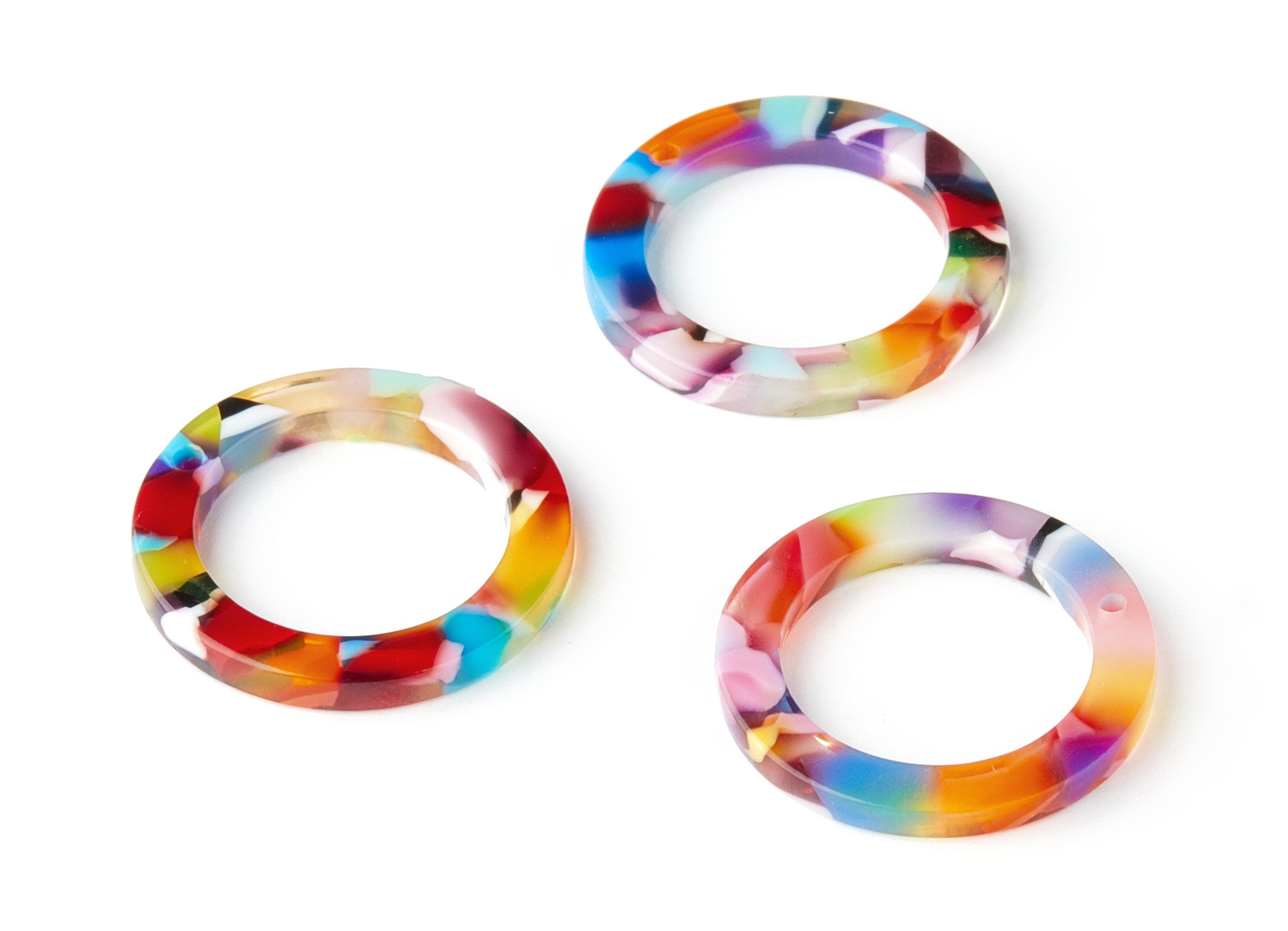 Acetate Hoop Earring Charms - Circle Shaped Pendant - Earring Findings - Jewelry Supplies - Color Code: A21 - 22.8x22.8x2.63mm - AC1118-A21 - DOMEDBAZAAR