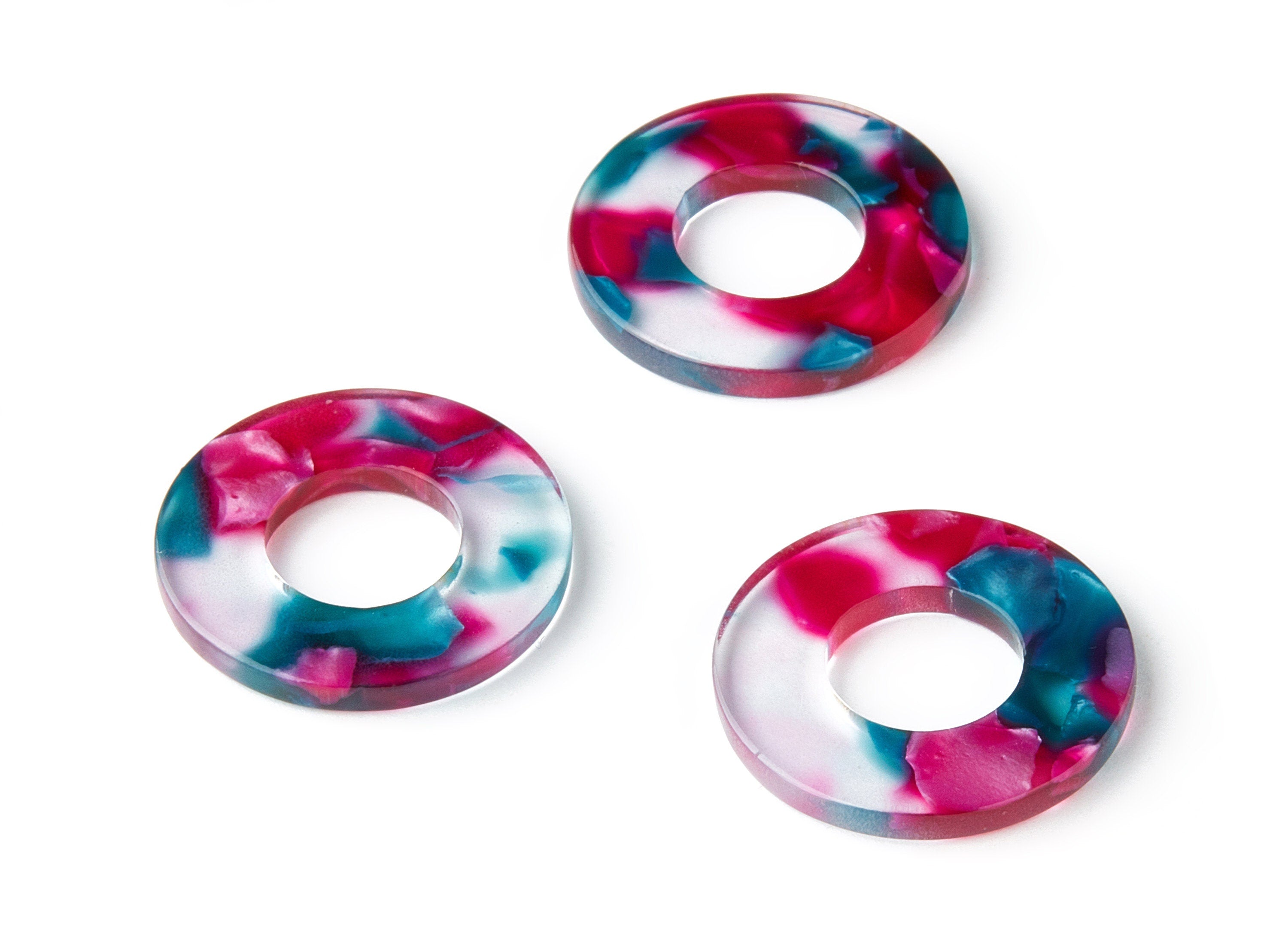 Acetate Hoop Earring Charms - Circle Pendant - Earring Findings - Jewelry Supplies - Color Code: A259 - 23.6x23.6x2.6mm - AC1552-A259 - DOMEDBAZAAR