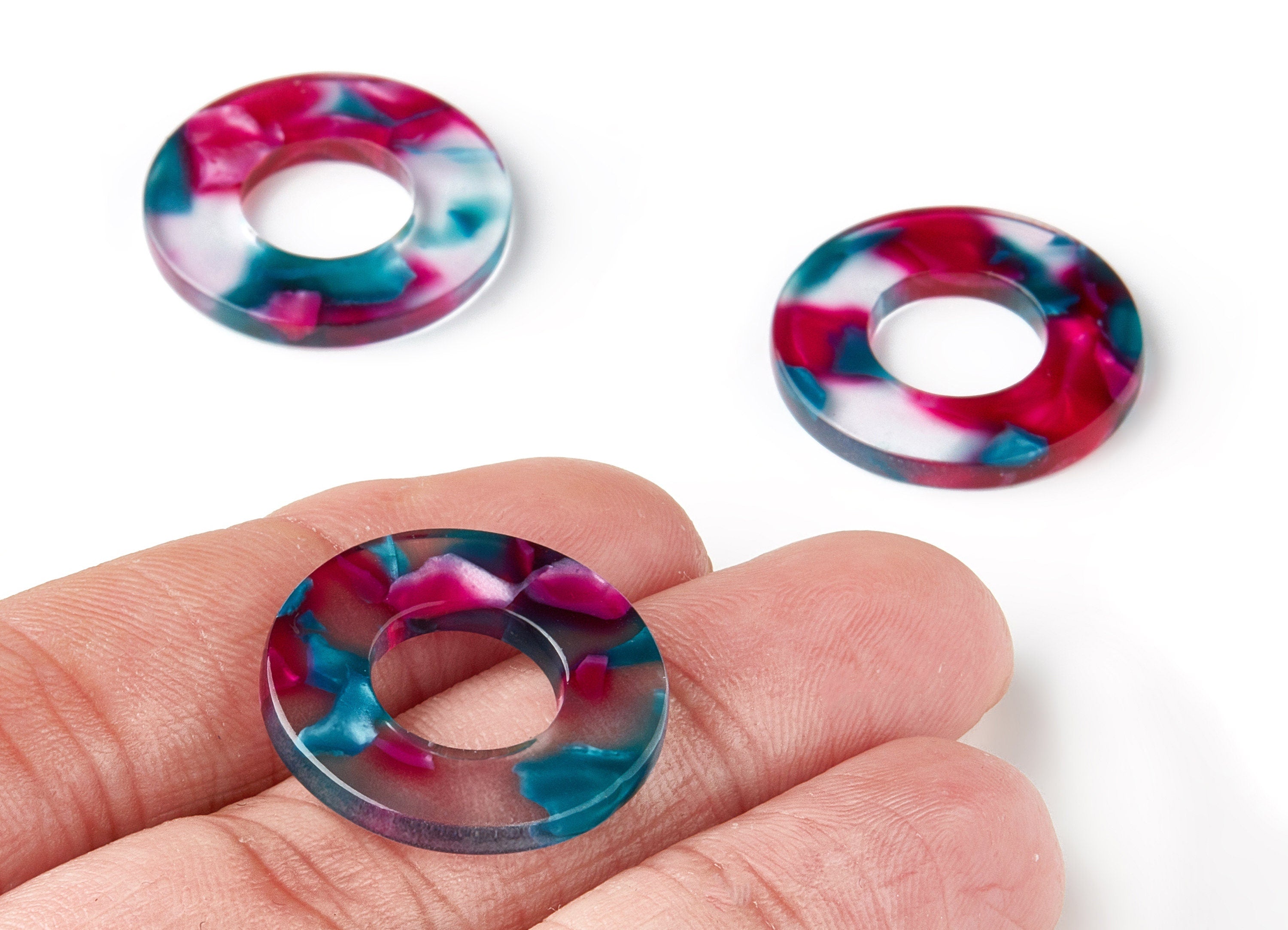 Acetate Hoop Earring Charms - Circle Pendant - Earring Findings - Jewelry Supplies - Color Code: A259 - 23.6x23.6x2.6mm - AC1552-A259 - DOMEDBAZAAR