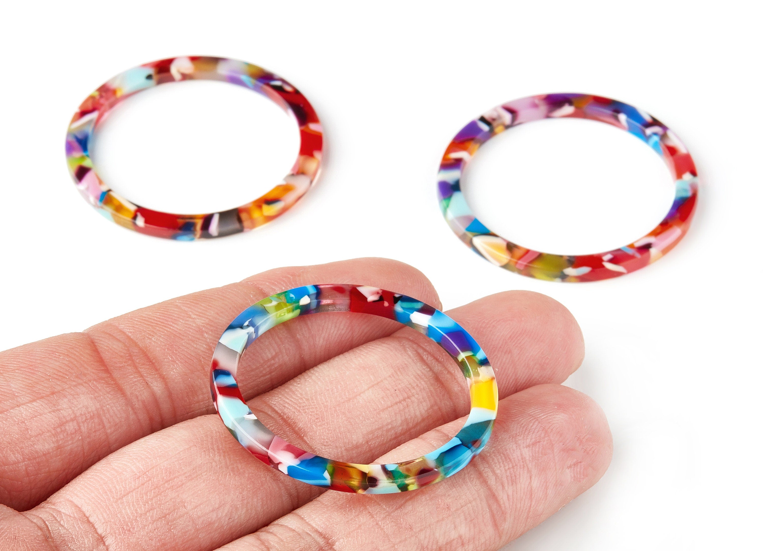 Acetate Circle Charms - Circle Earrings and Pendant - Earring Findings - Jewelry Supplies - Color Code:A21 - 36.5x36.5x2.6mm - AC1120-A21 - DOMEDBAZAAR