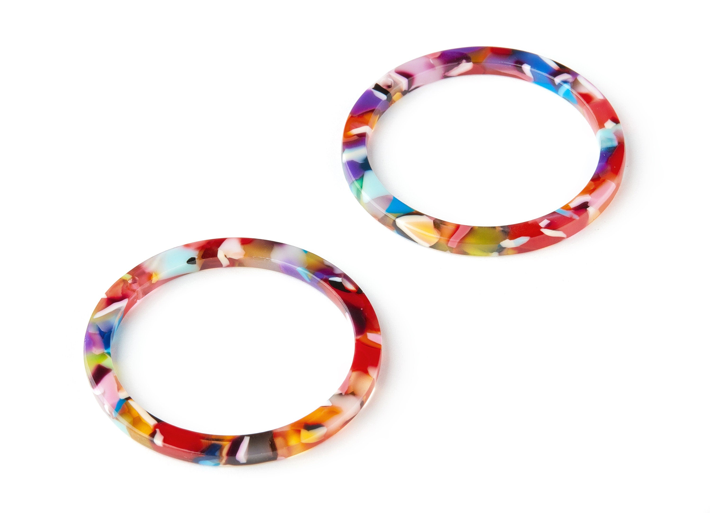 Acetate Circle Charms - Circle Earrings and Pendant - Earring Findings - Jewelry Supplies - Color Code:A21 - 36.5x36.5x2.6mm - AC1120-A21 - DOMEDBAZAAR