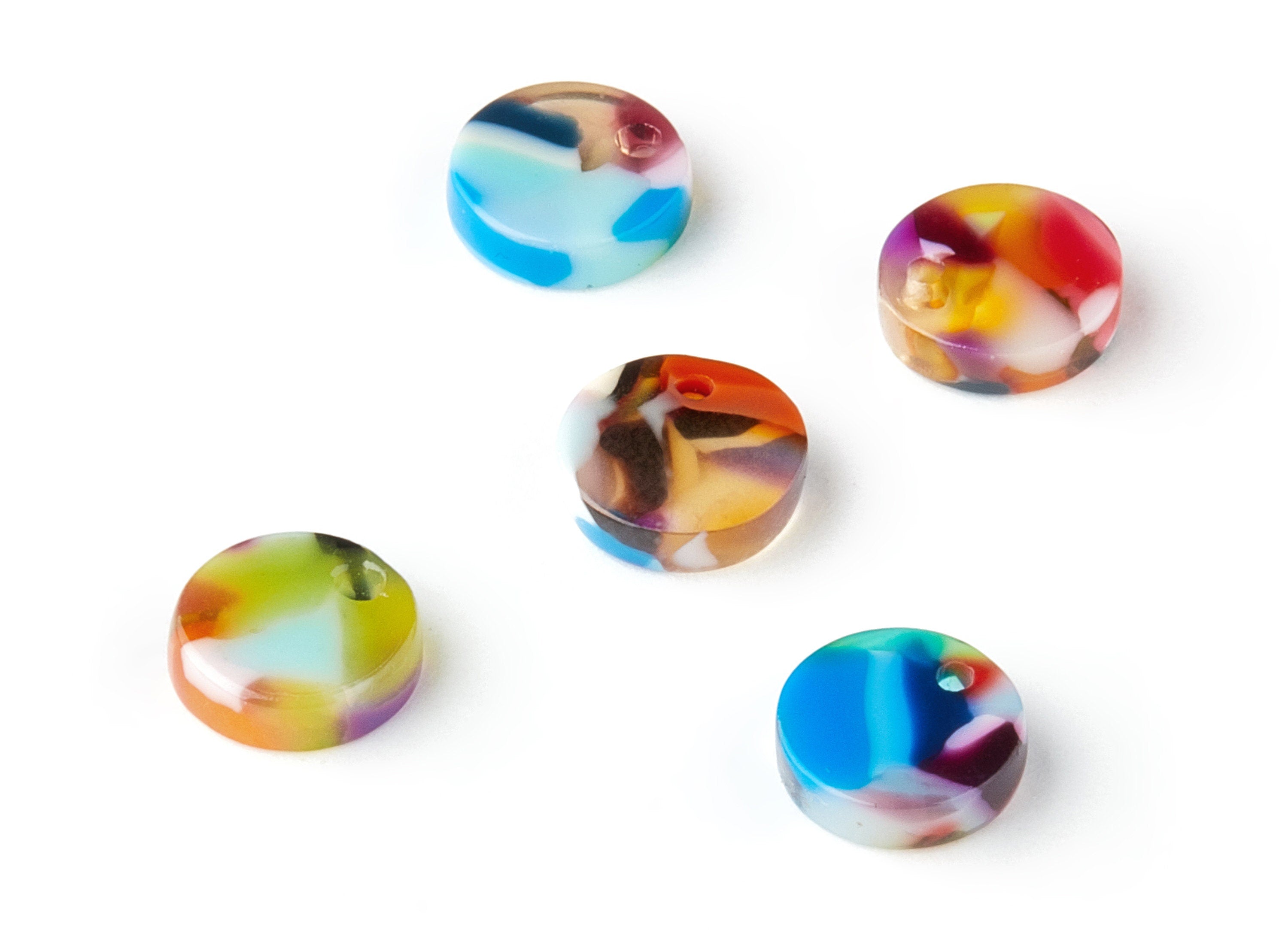 Acrylic Round Earring Charms -  Circle Shaped Pendant - Earring Finding - Jewelry Supplies - Color Code: A21 - 8.82x8.82x2.7mm - AC1116-A21 - DOMEDBAZAAR