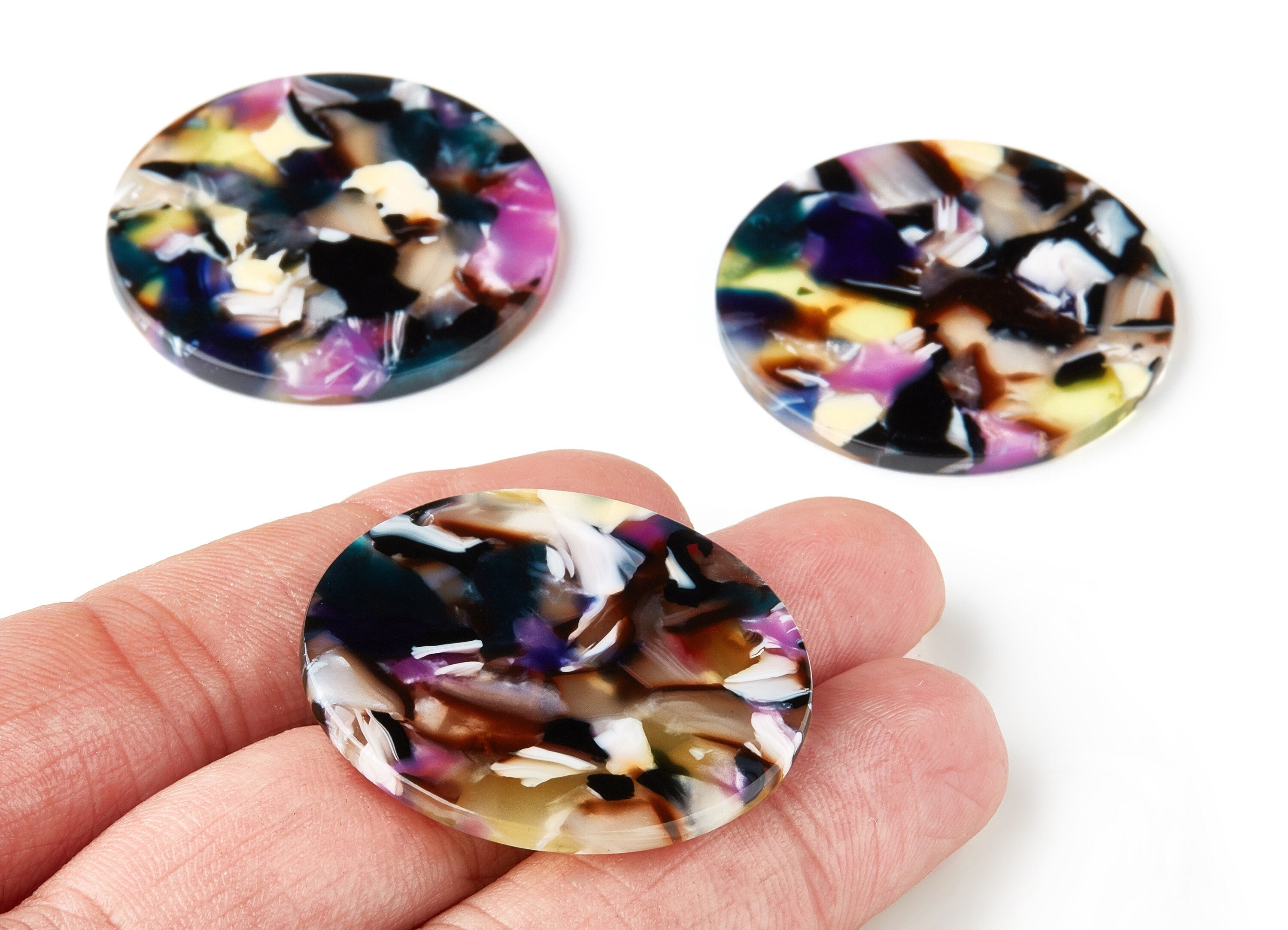Acetate Coin Earring Charms - Acetate Coin Pendant - Earring Findings - Jewelry Supplies - Color Code:A11 - 37.2x37.2x2.5mm - AC1571-A11 - DOMEDBAZAAR