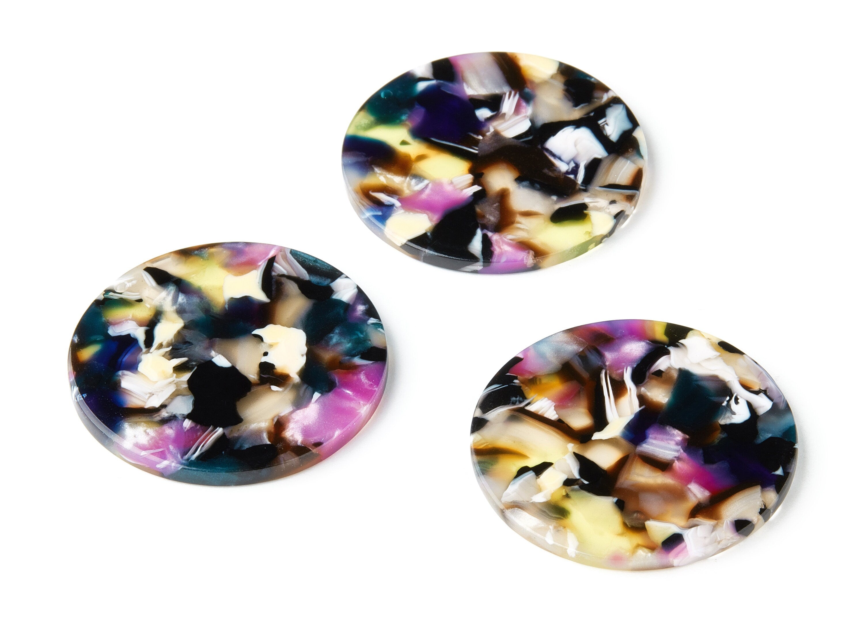 Acetate Coin Earring Charms - Acetate Coin Pendant - Earring Findings - Jewelry Supplies - Color Code:A11 - 37.2x37.2x2.5mm - AC1571-A11 - DOMEDBAZAAR