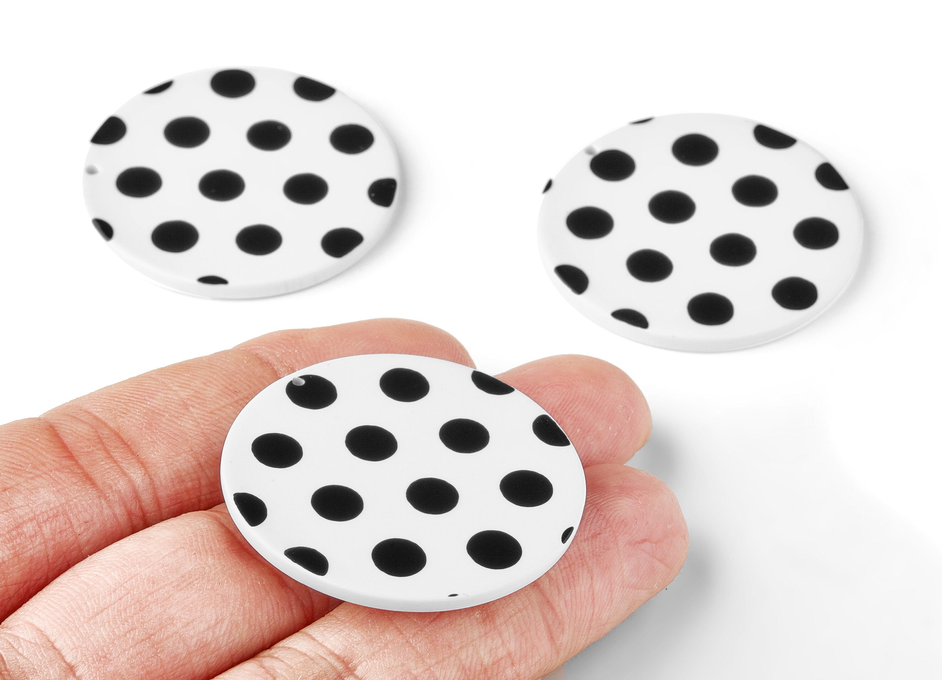 Acetate Round Earring Charms - Coin Pendant - Earring Findings - Jewelry Supplies - Color Code:A277 - 37.2x37.2x2.5mm - AC1571-A277 - DOMEDBAZAAR