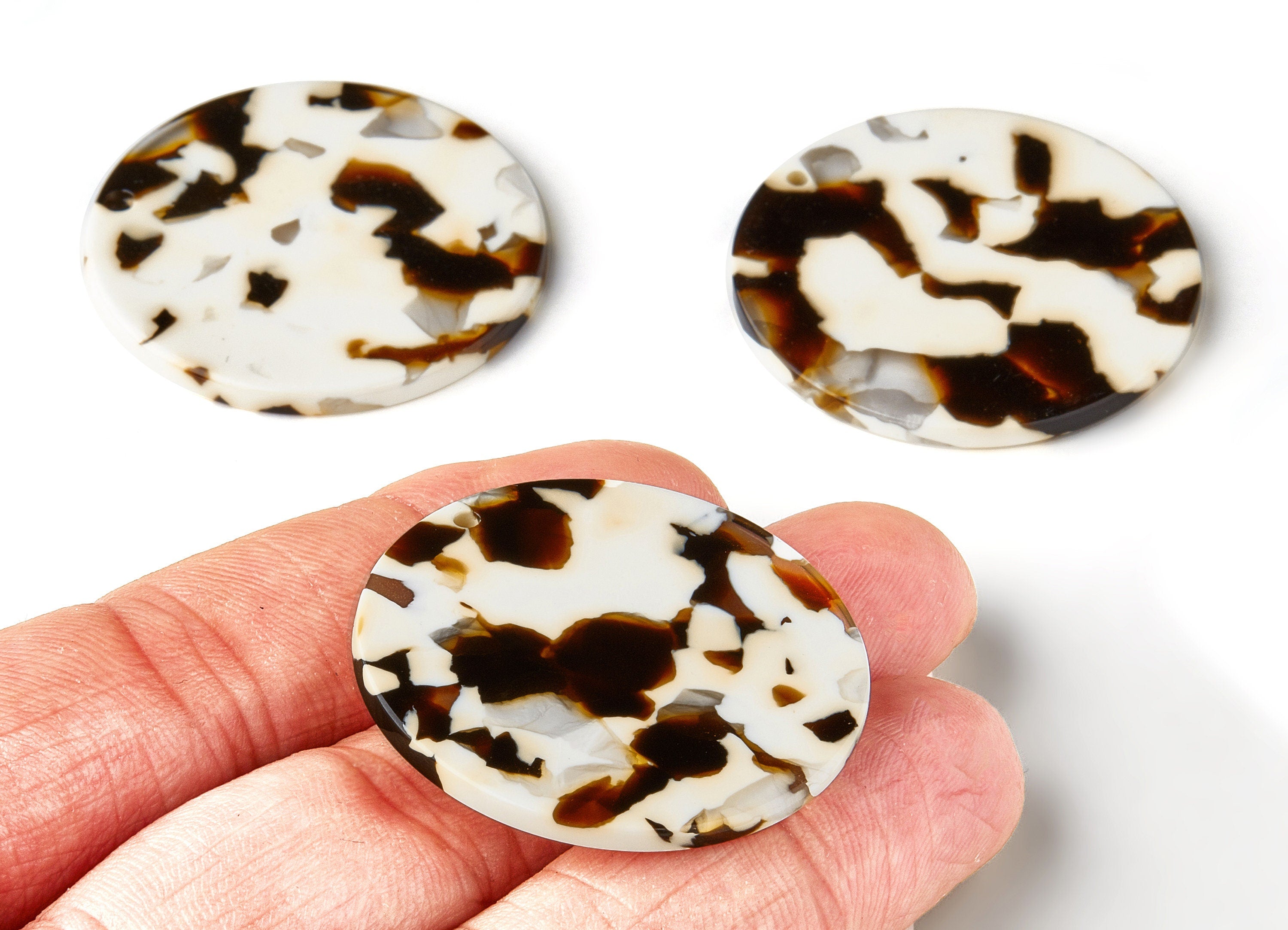 Acetate Acrylic Earring Charm - Tortoise Shell Earrings - Coin Shaped Charm - 1 Hole - Color Code:A257 - 36.7x36.7x2.5mm - AC1549-A257 - DOMEDBAZAAR