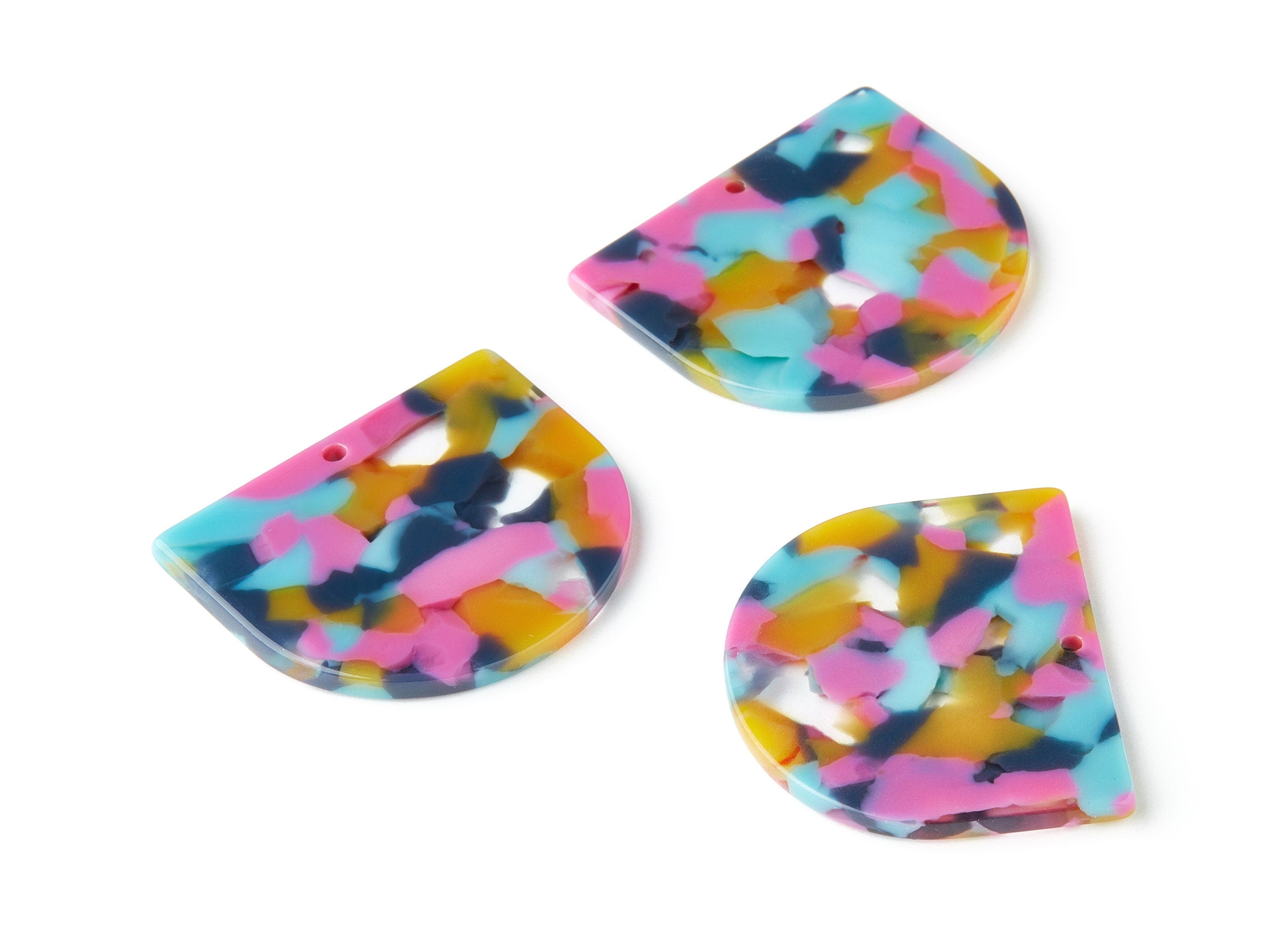 Acetate D Earring Charms - D Shaped Pendant - Earring Findings - Jewelry Supplies - Color Code: A258 - 29.8x34.8x2.5mm - AC1094-A258 - DOMEDBAZAAR