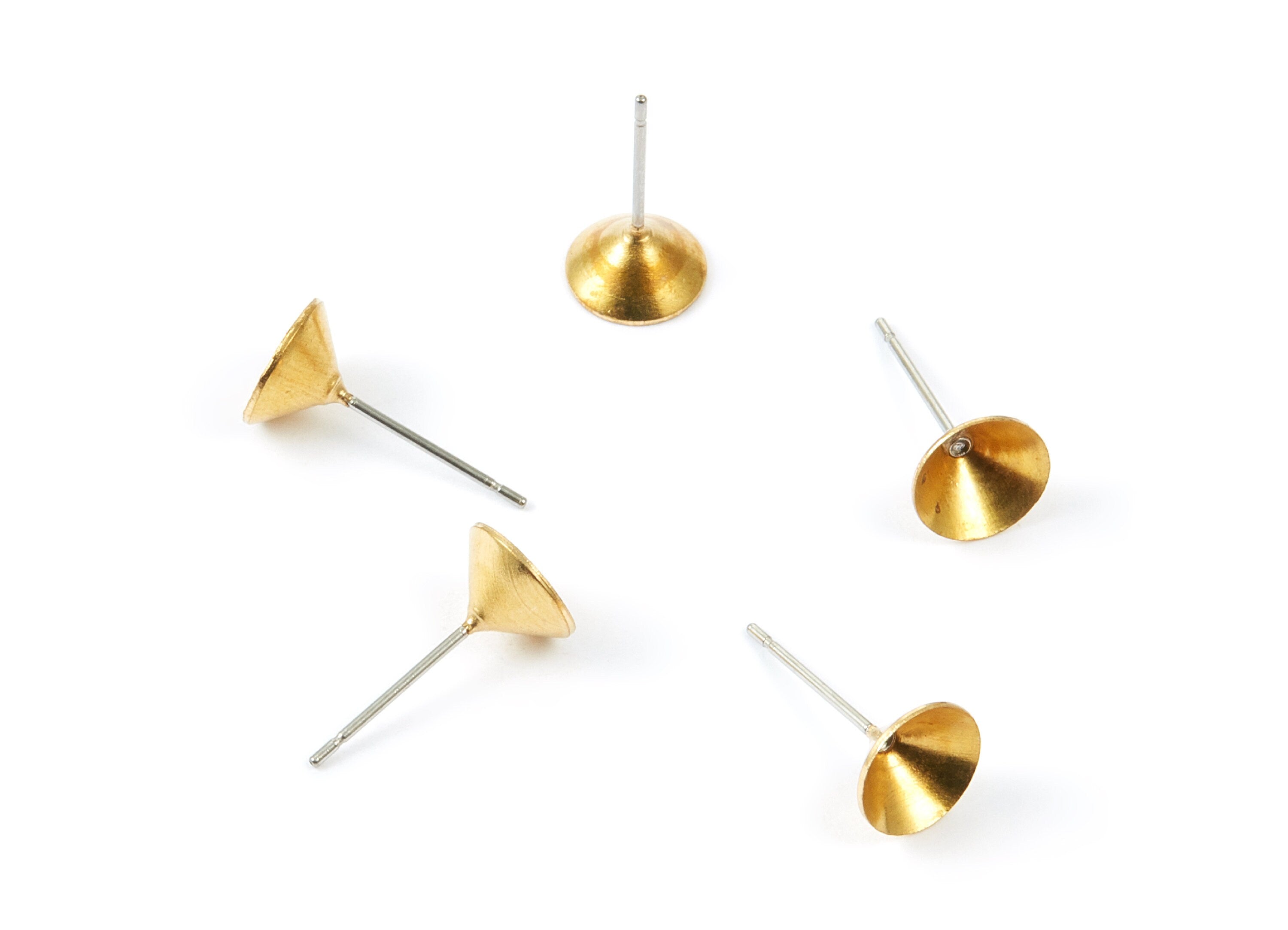 Earring Post Stud With Raw Brass Head - Stainless Steel Earring Posts - Jewelry Supplies - 8x0.7mm  - PP1553 - DOMEDBAZAAR