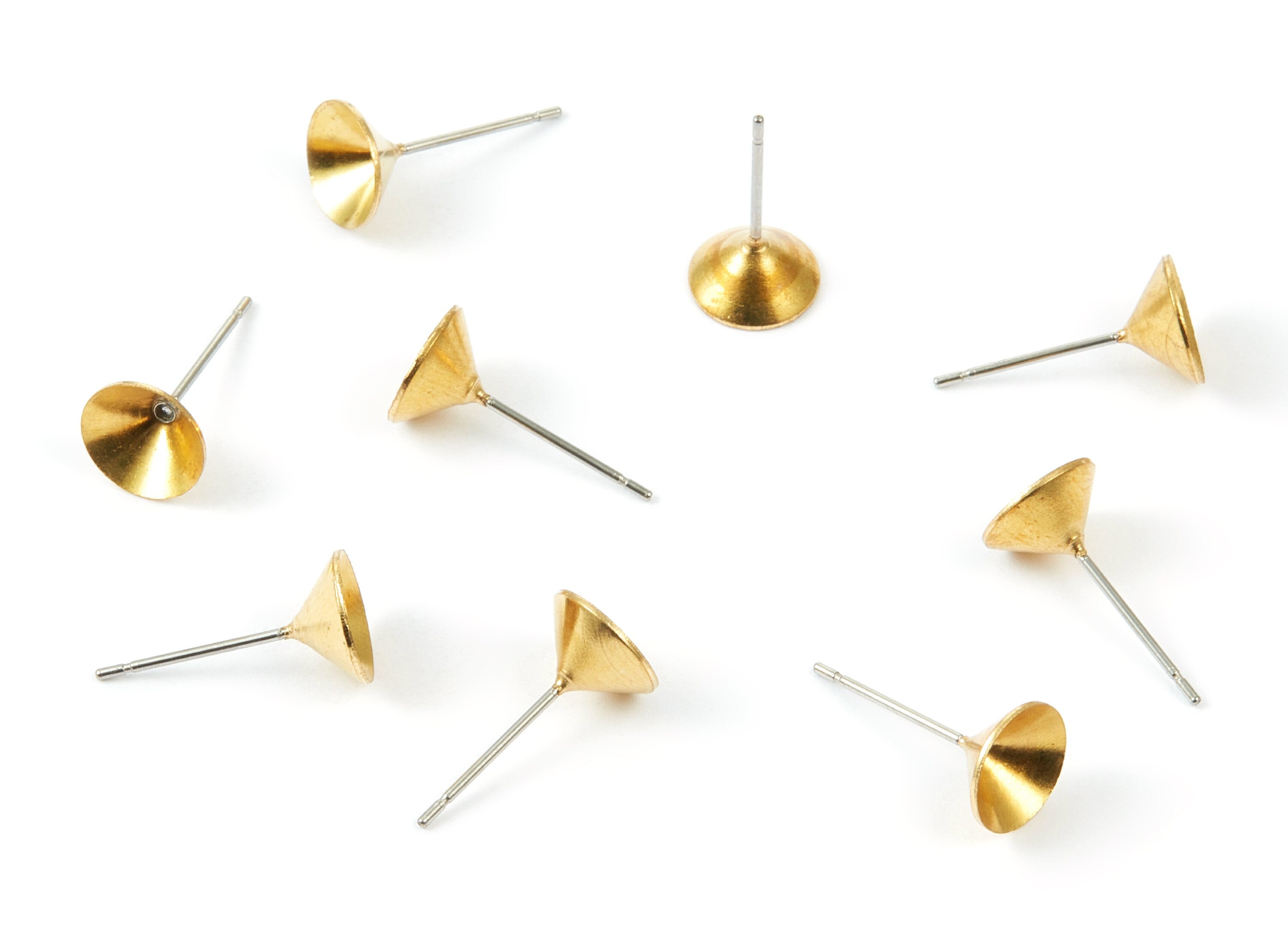 Earring Post Stud With Raw Brass Head - Stainless Steel Earring Posts - Jewelry Supplies - 8x0.7mm  - PP1553 - DOMEDBAZAAR