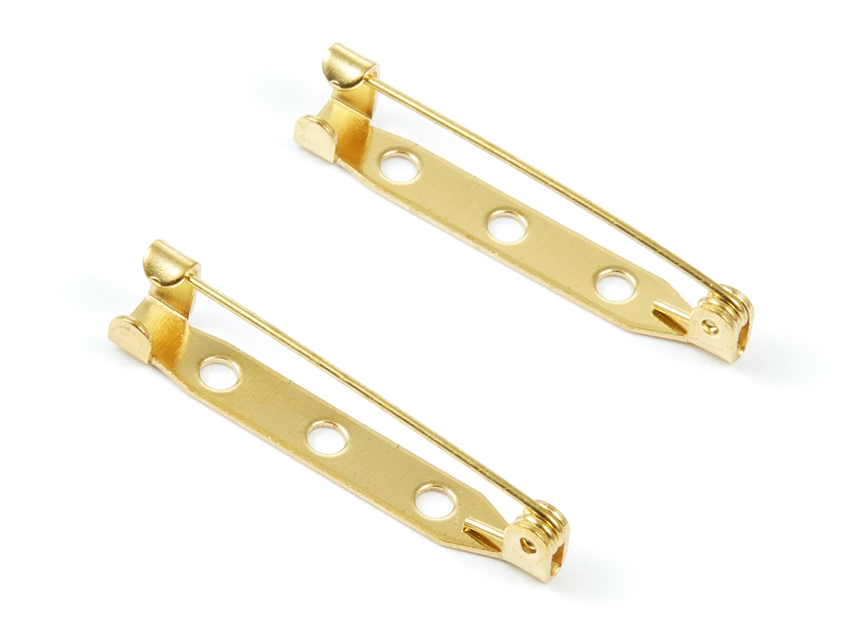 Brass Brooch Pins - Raw Brass Pins With 3 Holes - Jewelry Making - 31.89x5.33mm - PP1554 - DOMEDBAZAAR