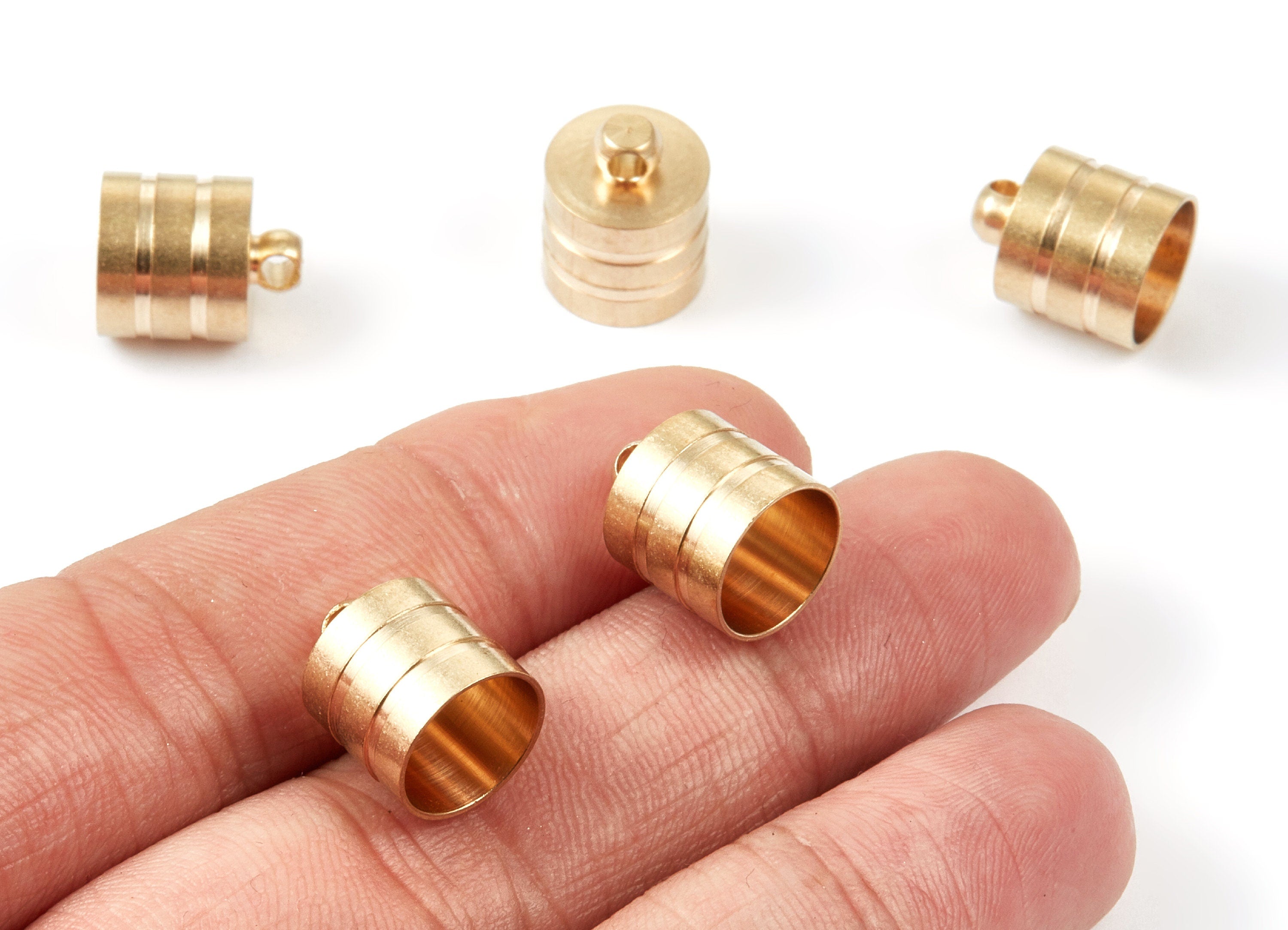 Brass Tassel End Caps - Raw Brass Barrel End - Cord End Caps - Jewelry Supplies - 13.84x11.14x0.67mm - PP1448 - DOMEDBAZAAR