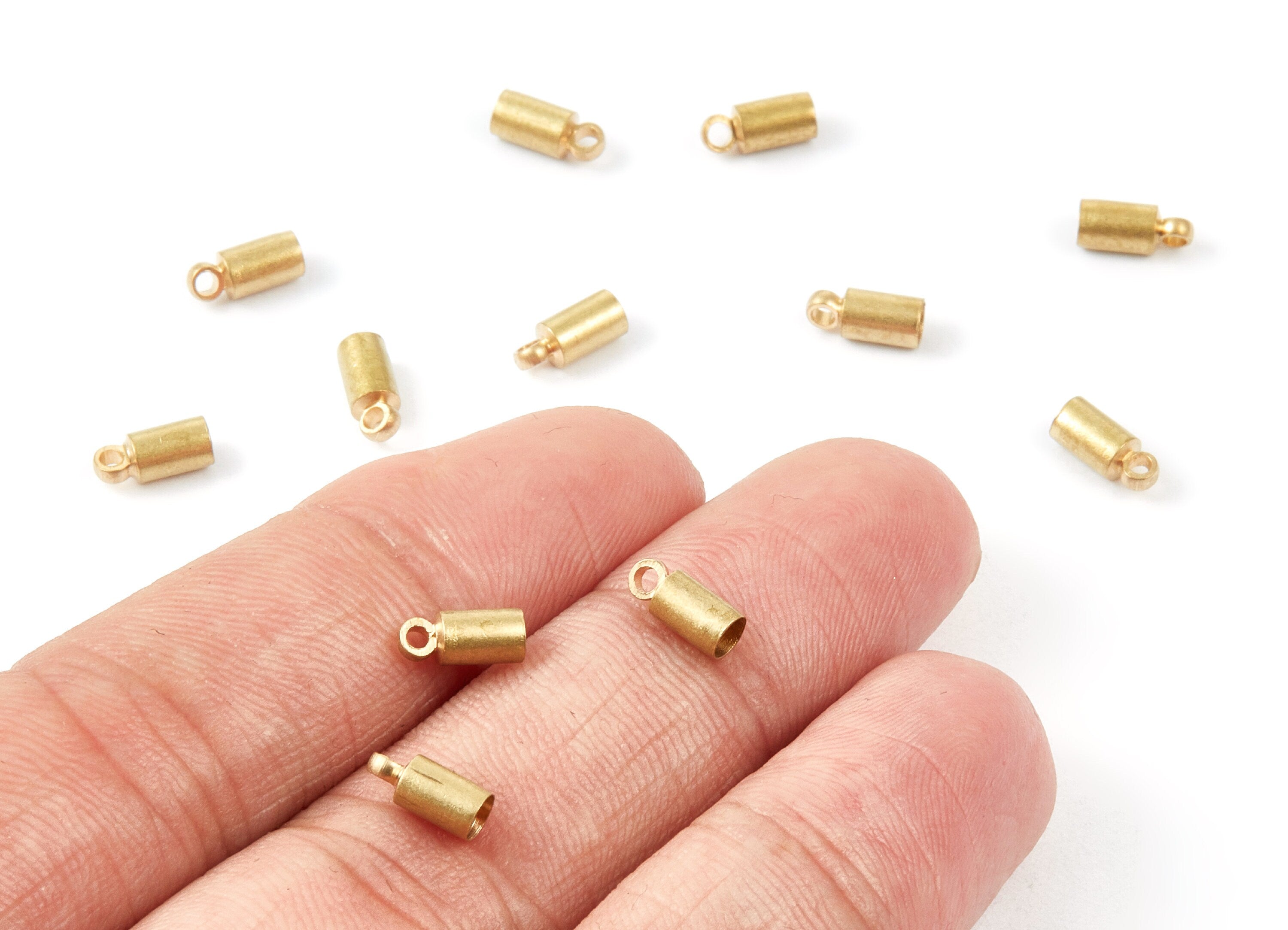 Brass Tassel End Caps - Raw Brass Barrel End - 3.5*8 - Cord End Caps - Jewelry Supplies - 8x3.5x0.2mm - PP1484 - DOMEDBAZAAR