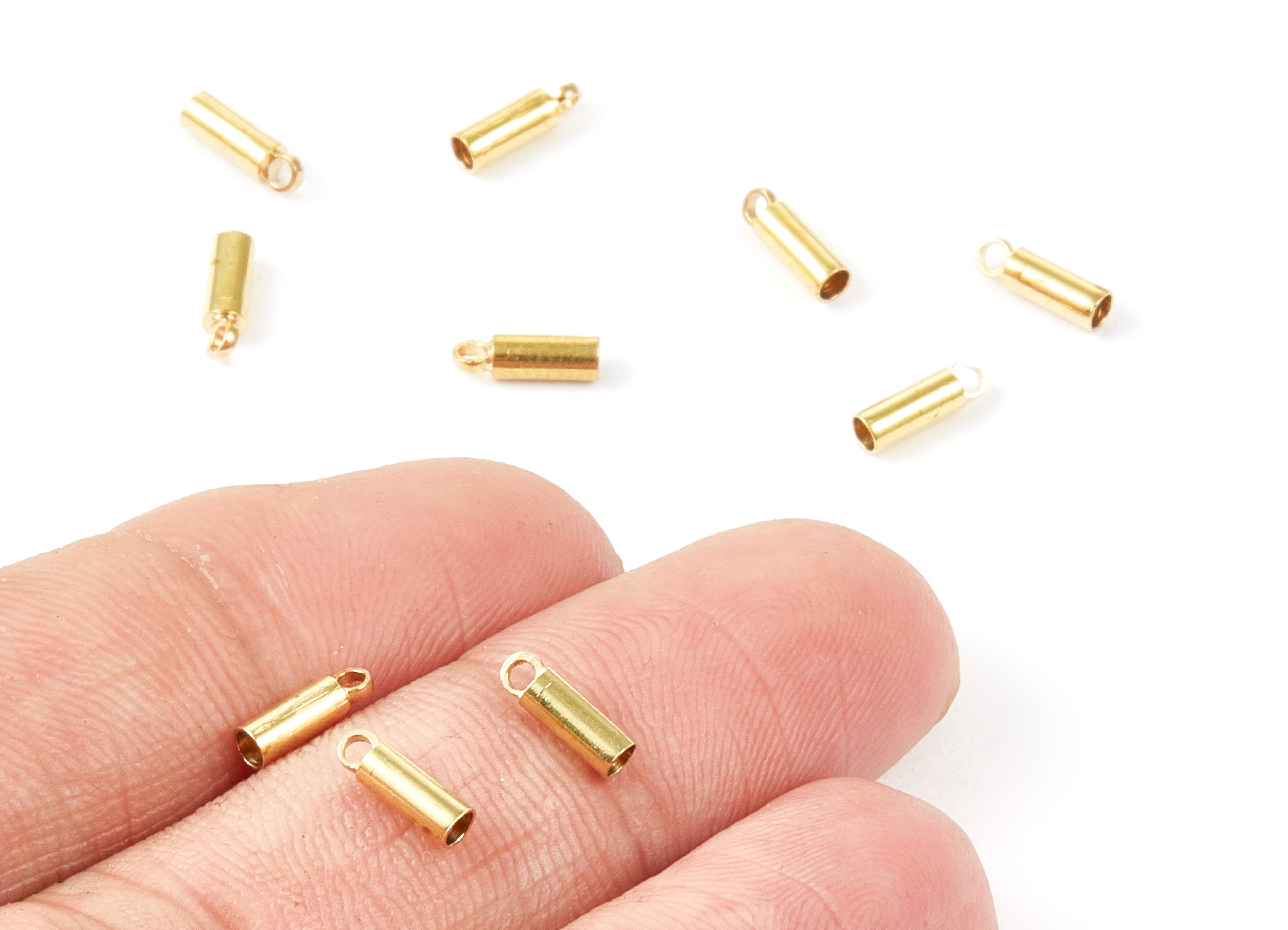 Brass Tassel End Caps - Raw Brass Barrel End - 2.5*8 - Cord End Caps - Jewelry Supplies - 8x2.45x0.34mm - PP1491 - DOMEDBAZAAR