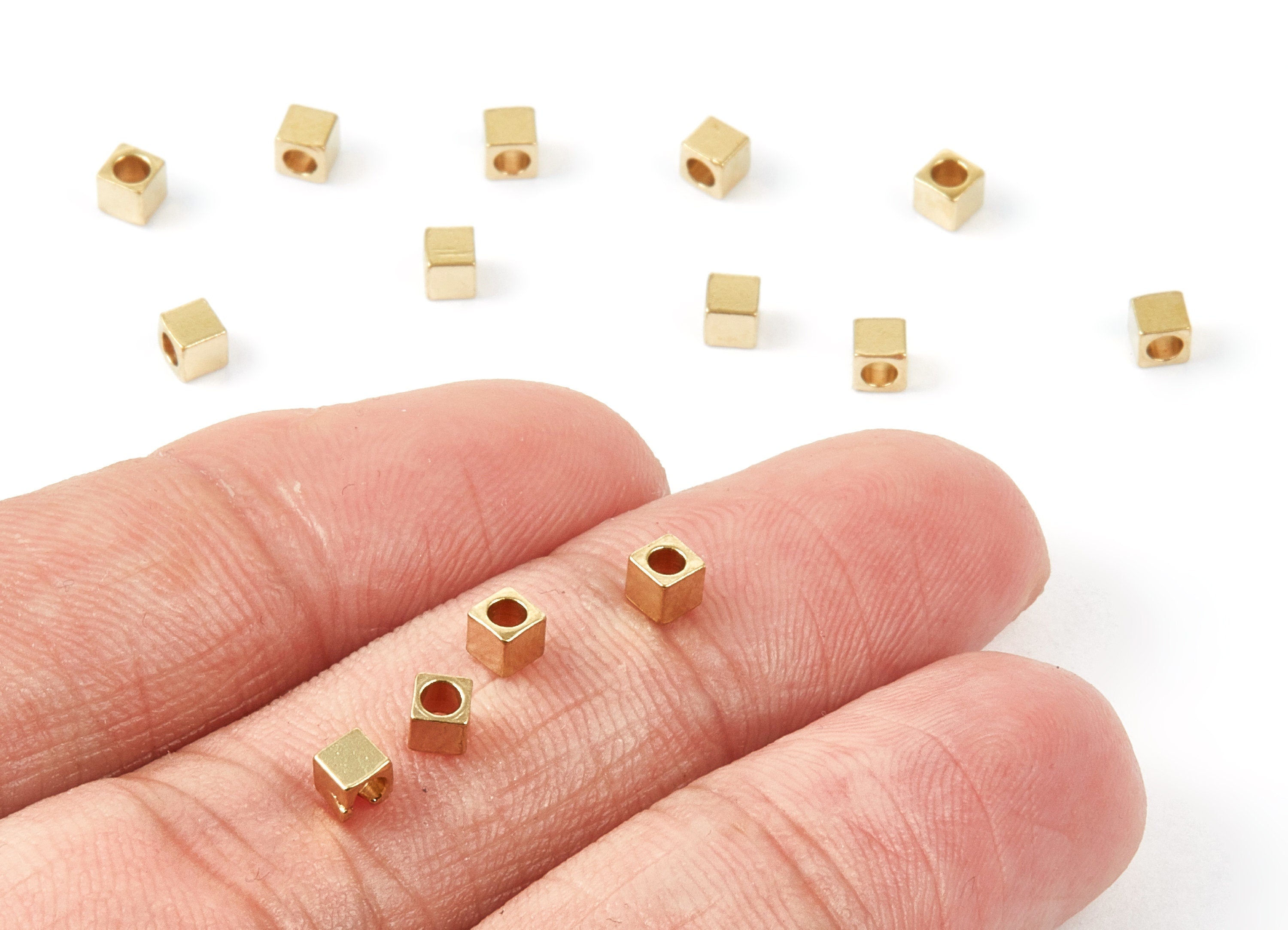 Brass Square Beads - 3X3 - Raw Brass Square Cube Beads - Jewelry Supplies - 3x3x2.99mm - PP1449 - DOMEDBAZAAR