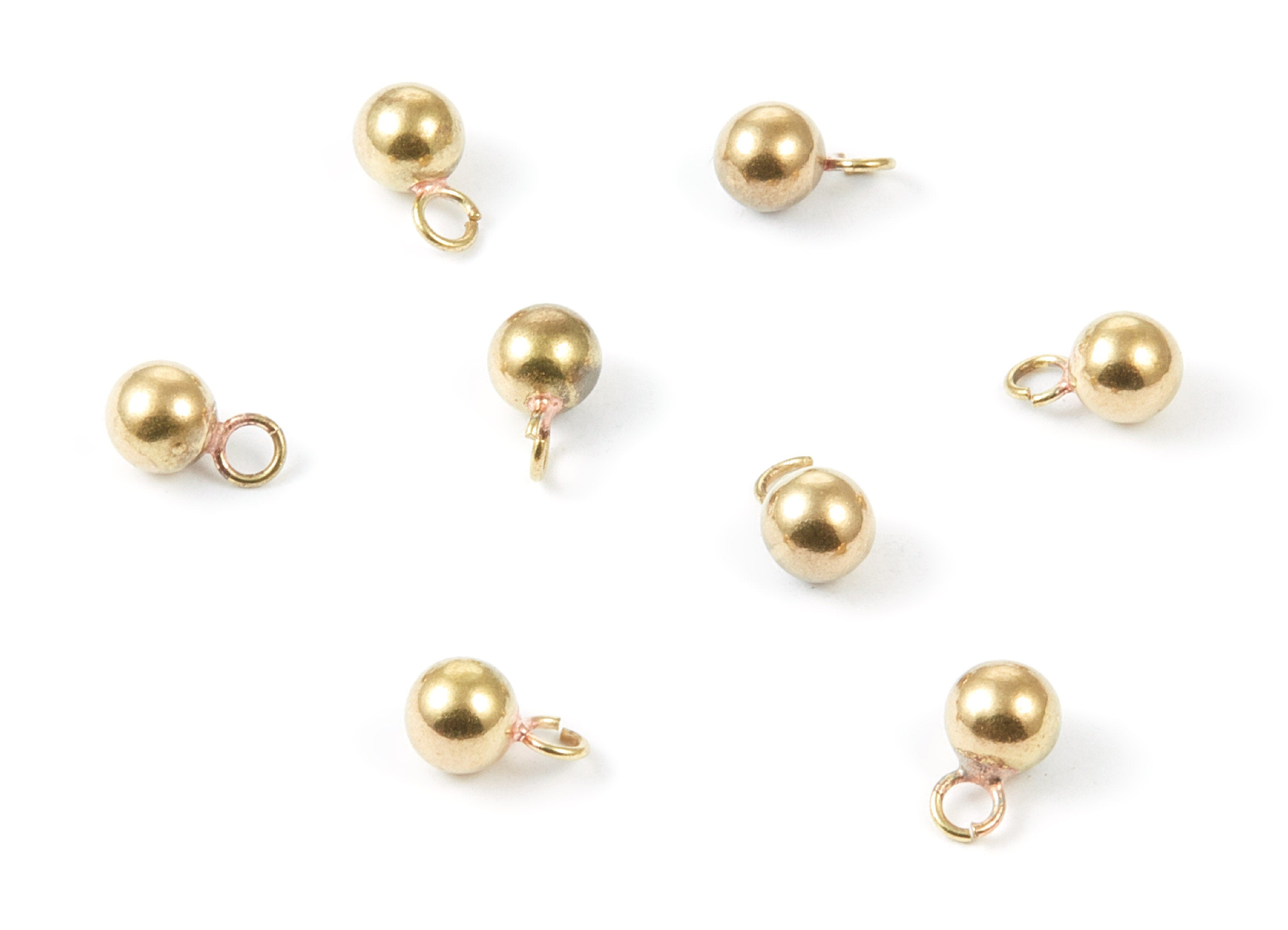 Brass Ball Charms - 6.0 Raw Brass Ball Charms With 1 Loop - Earring Findings - Jewelry Supplies - 9.92x6x0.76mm - PP1480 - DOMEDBAZAAR
