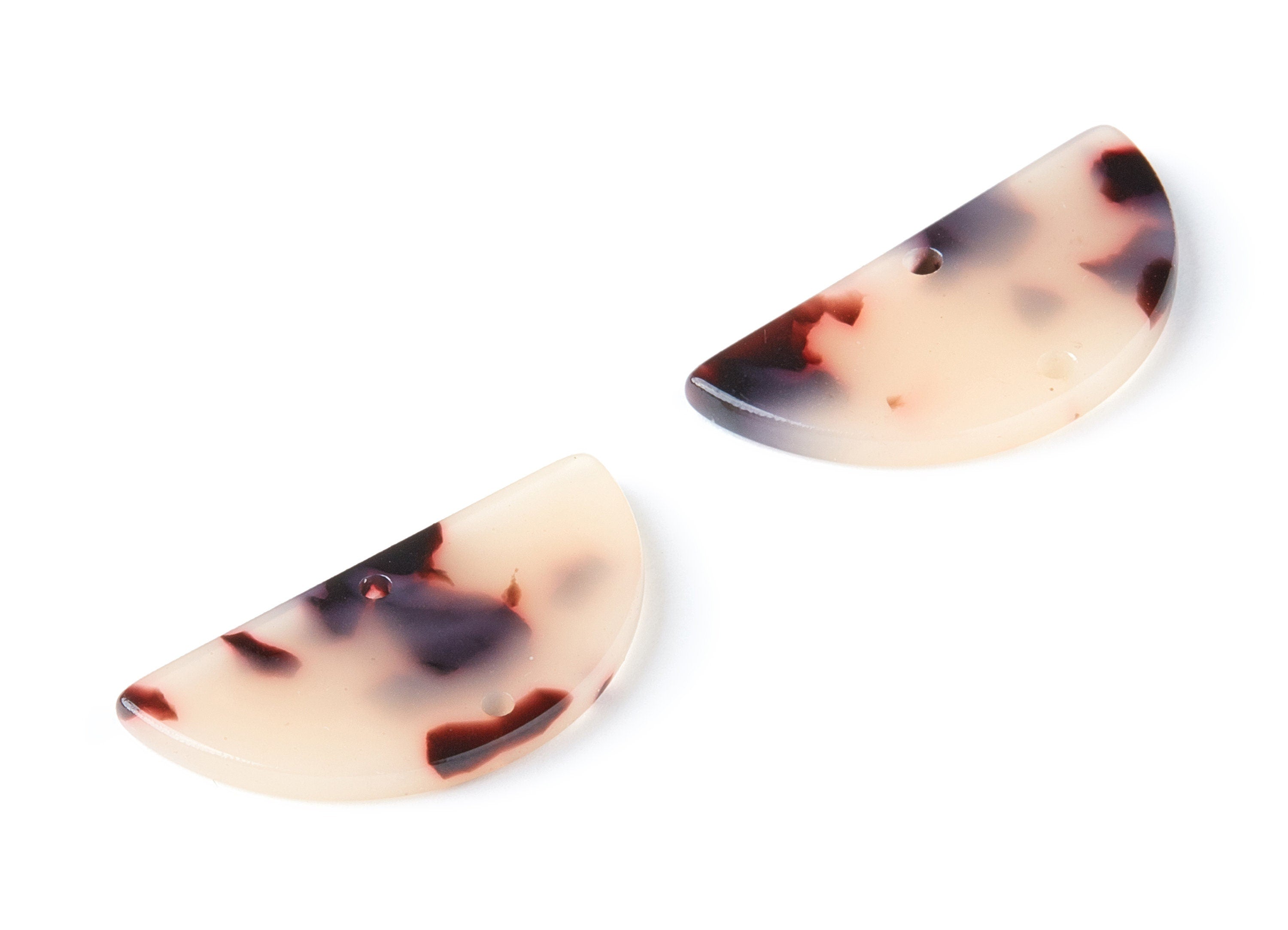 Acetate Semicircle Connector Charms - 2 Holes Blonde Tortoise Shell Earring - Semicircle Earring - Color Code:A07 - 15x30x2.6mm - AC1061-A07 - DOMEDBAZAAR