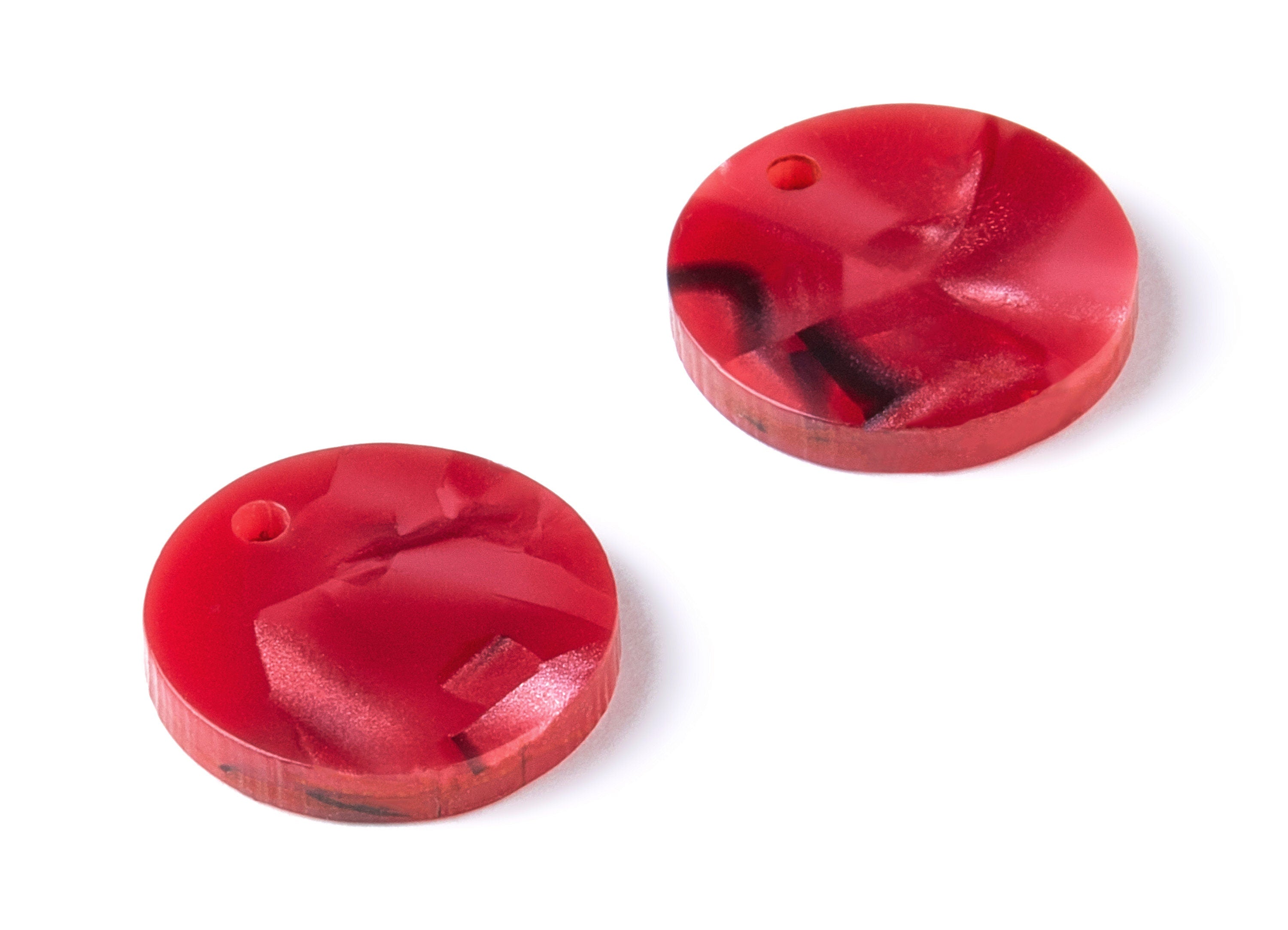 Acetate Acrylic Earring Charms - Tortoise Shell Earrings - Circle Shaped Pendant - Color Code: A56 - 15.8x15.8x2.4mm - AC1576-A56 - DOMEDBAZAAR