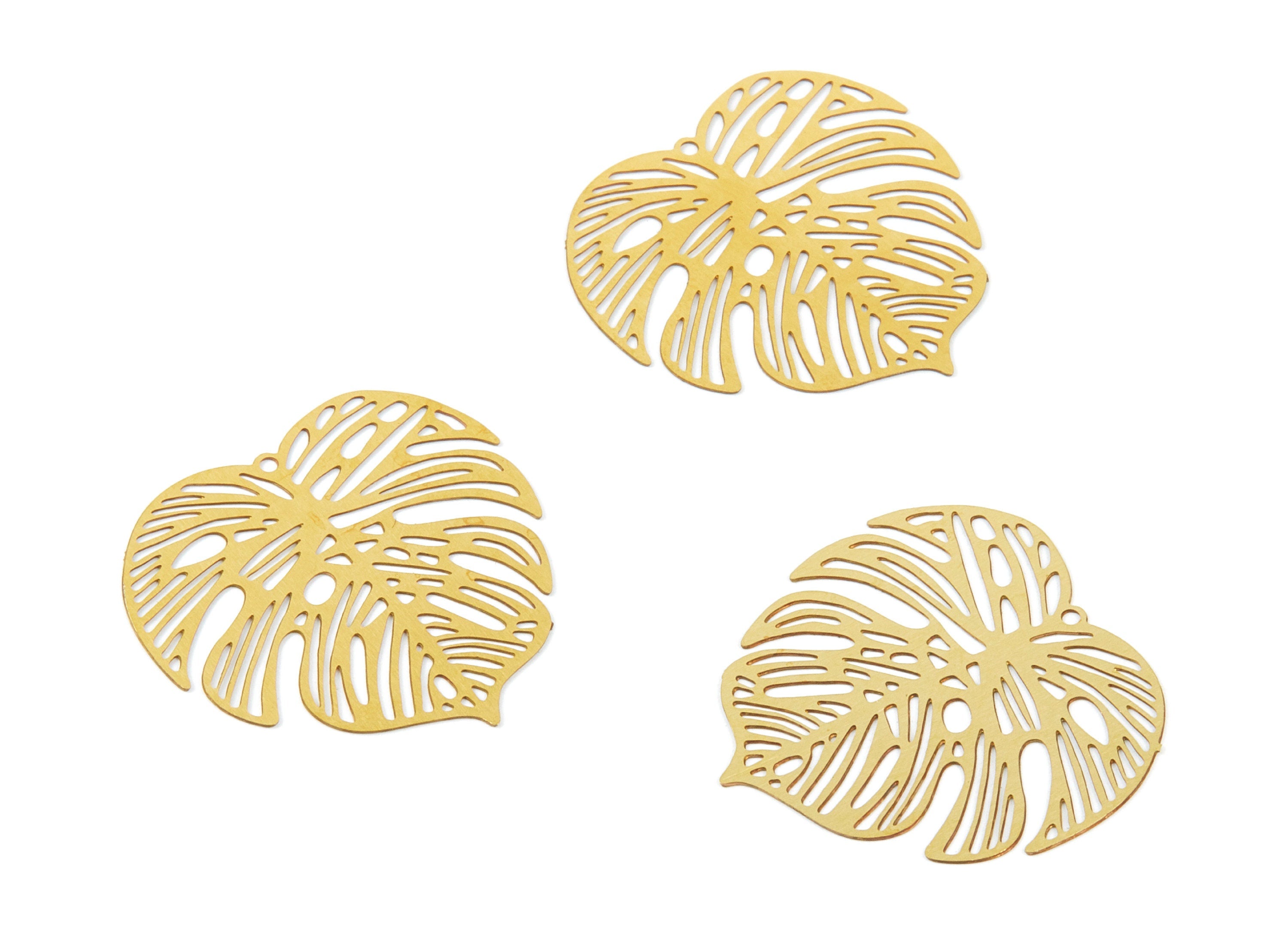 Raw Brass Leaf Shaped Earring Charms -  Hallow Out Earring Finding - Jewelry Making - Jewelry Supplies - 32.26x31.68x0.29mm - JJB5106 - DOMEDBAZAAR