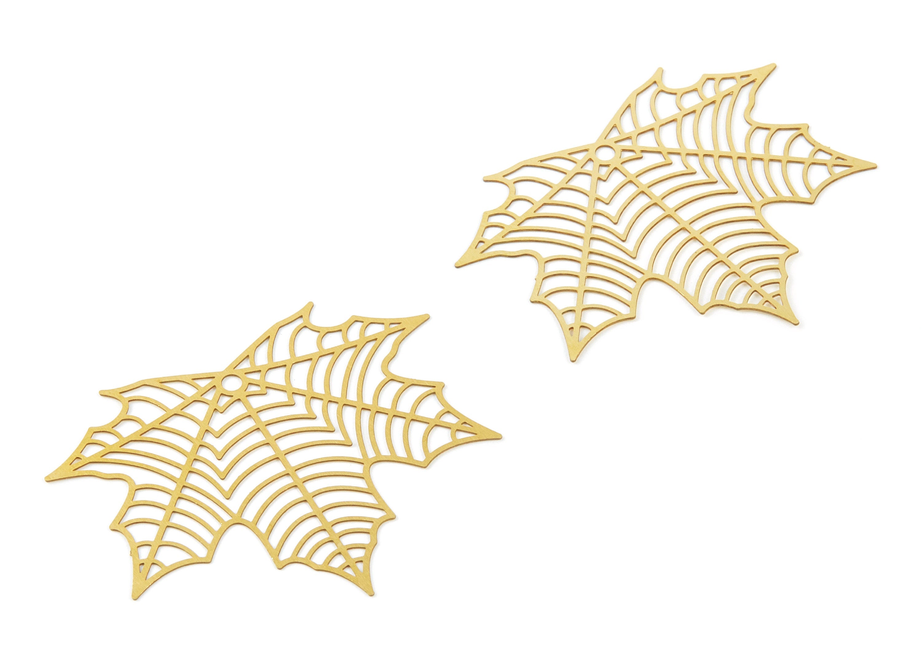 Raw Brass Leaf Shaped Earring Charms - Hallow Out Necklace - Earring Findings - Jewelry Supplies -46.9x38x0.29mm - JJA1564 - DOMEDBAZAAR