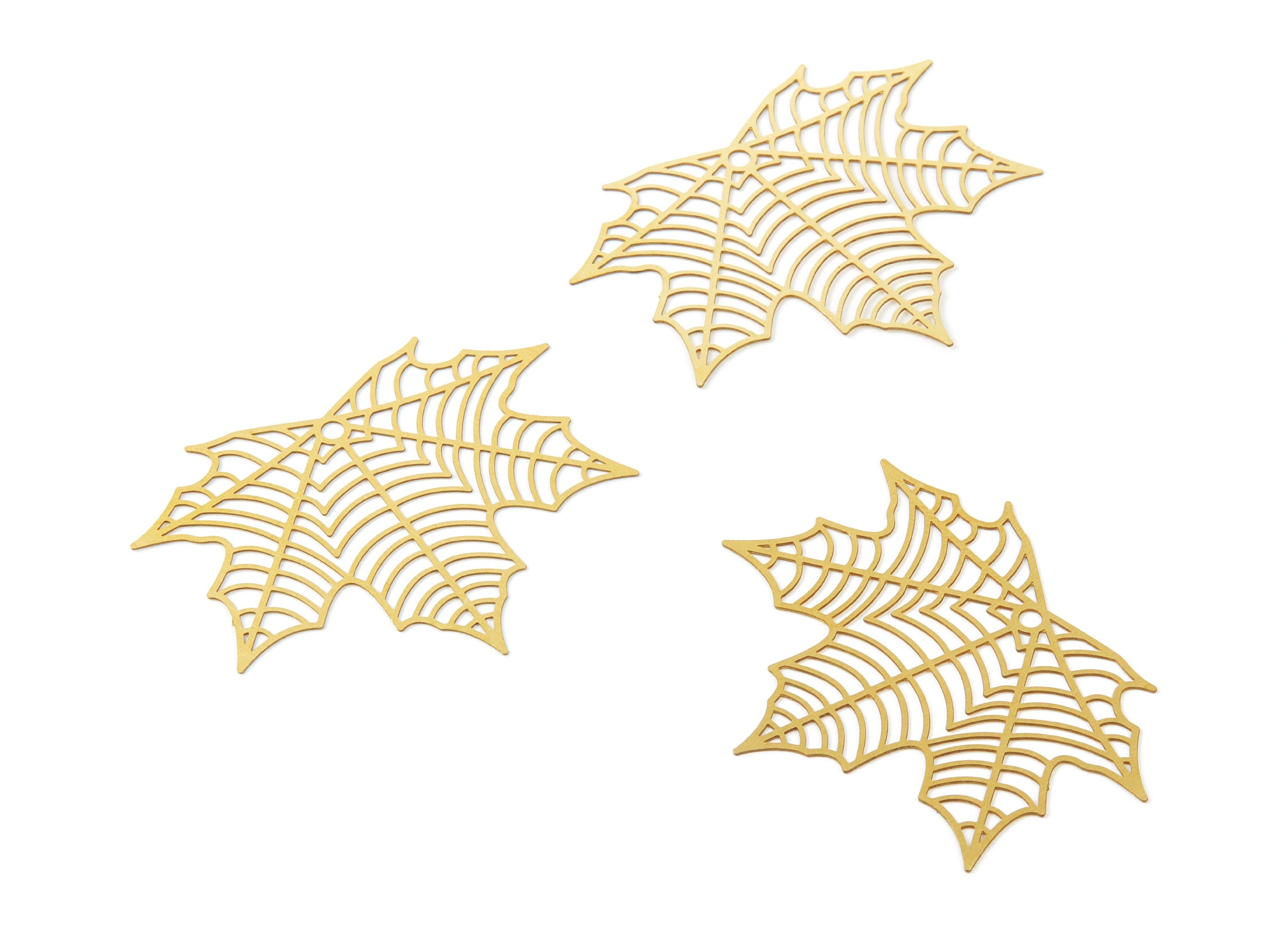Raw Brass Leaf Shaped Earring Charms - Hallow Out Necklace - Earring Findings - Jewelry Supplies -46.9x38x0.29mm - JJA1564 - DOMEDBAZAAR