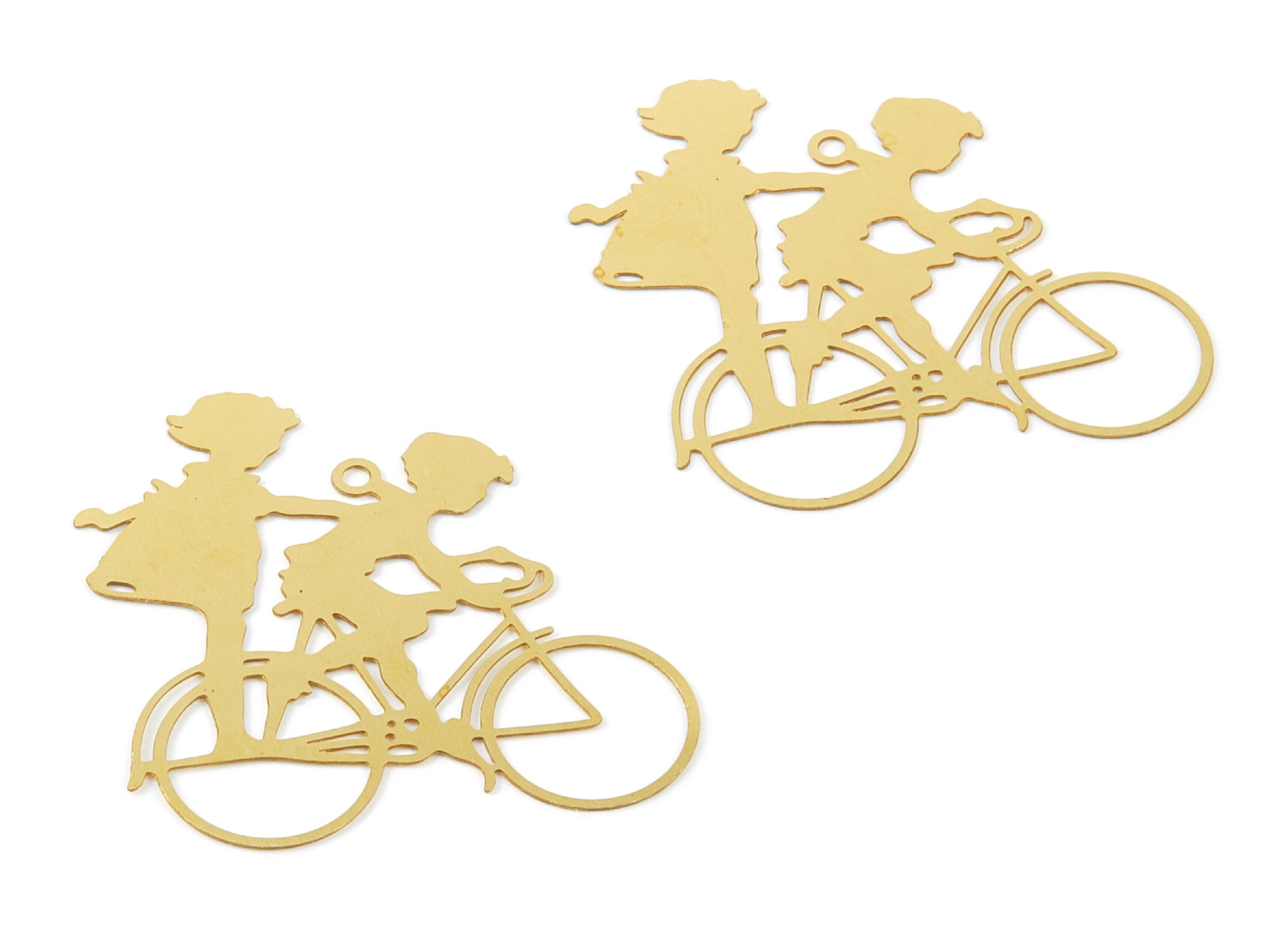 Raw Brass Bicycle Shaped Earring Charms - Hallow Out Earring Charms - Earring Findings - 32.28x31.68x0.3mm - JJB5037 - DOMEDBAZAAR