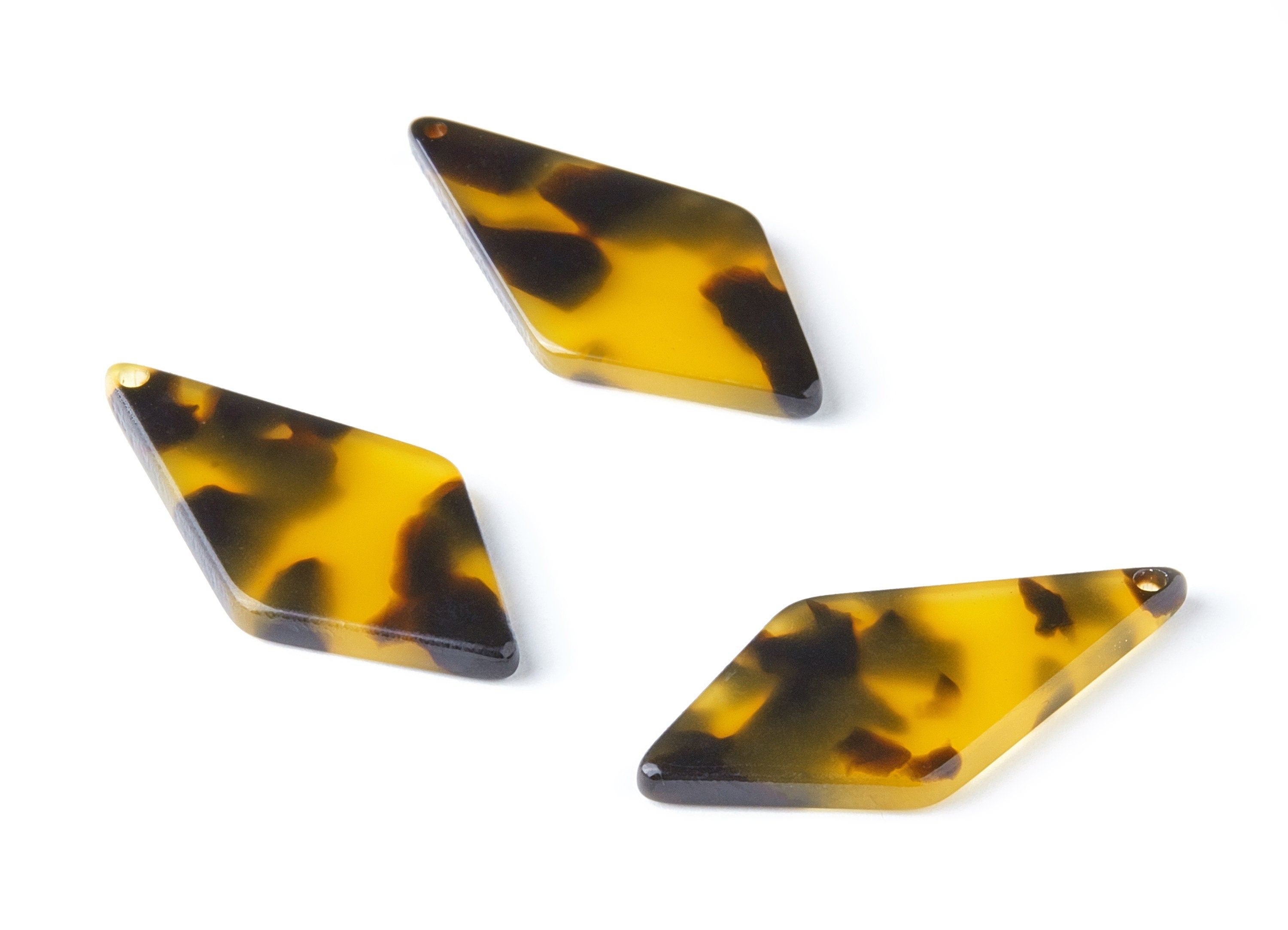Acetate Diamond Charms - Tortoise Shell Earrings - Diamond Earrings and Pendant - Color Code: A02 - 31.2x15.1x2.59mm - AC1067-A02 - DOMEDBAZAAR