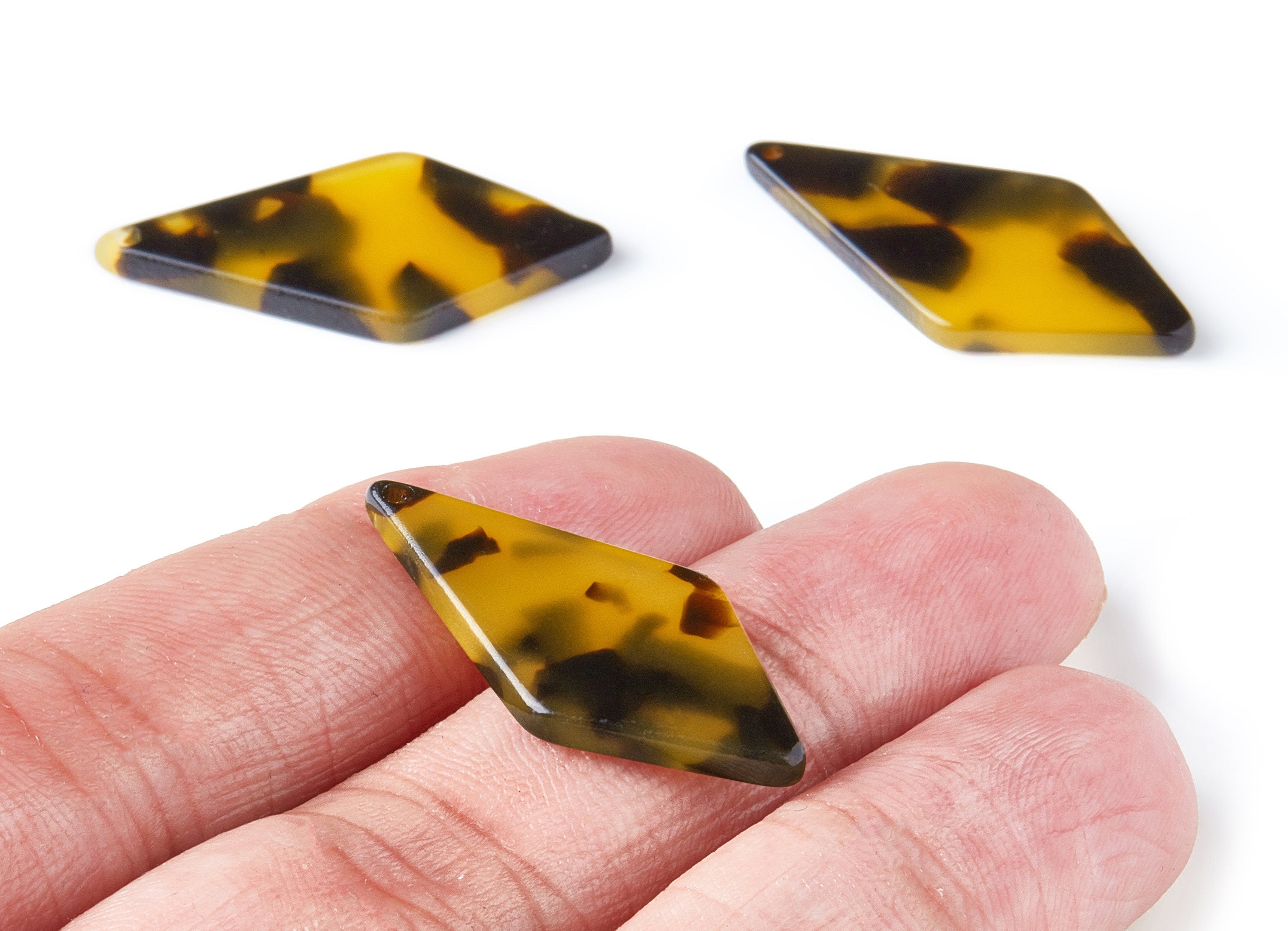 Acetate Diamond Charms - Tortoise Shell Earrings - Diamond Earrings and Pendant - Color Code: A02 - 31.2x15.1x2.59mm - AC1067-A02 - DOMEDBAZAAR