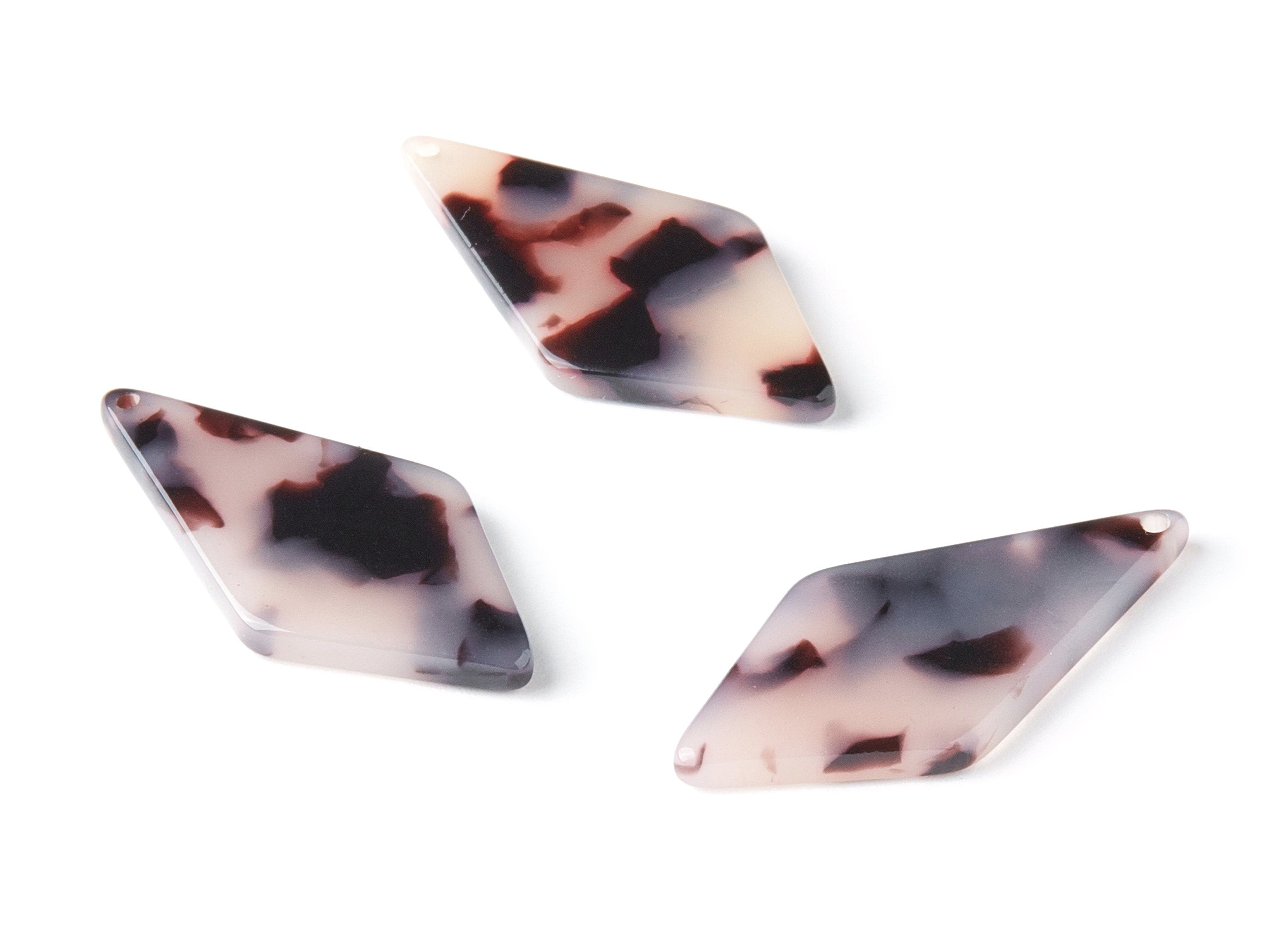 Acetate Diamond Charms - Blonde Tortoise Shell Earrings - Diamond Earrings and Pendant - Color Code: A06 - 32.1x14.9x2.63mm - AC1067-A06 - DOMEDBAZAAR