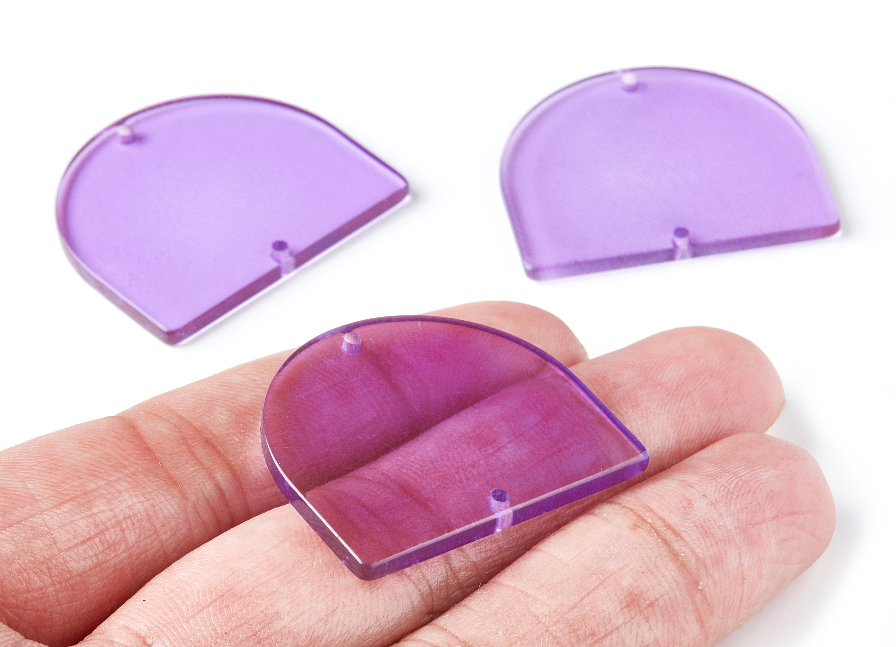 Acrylic Earring Charms - 2 Holes - Tortoise Shell Earrings - D Shaped Pendant - Color Code: A284 - 33.43x29.25x2.7mm - AC1634-A284 - DOMEDBAZAAR