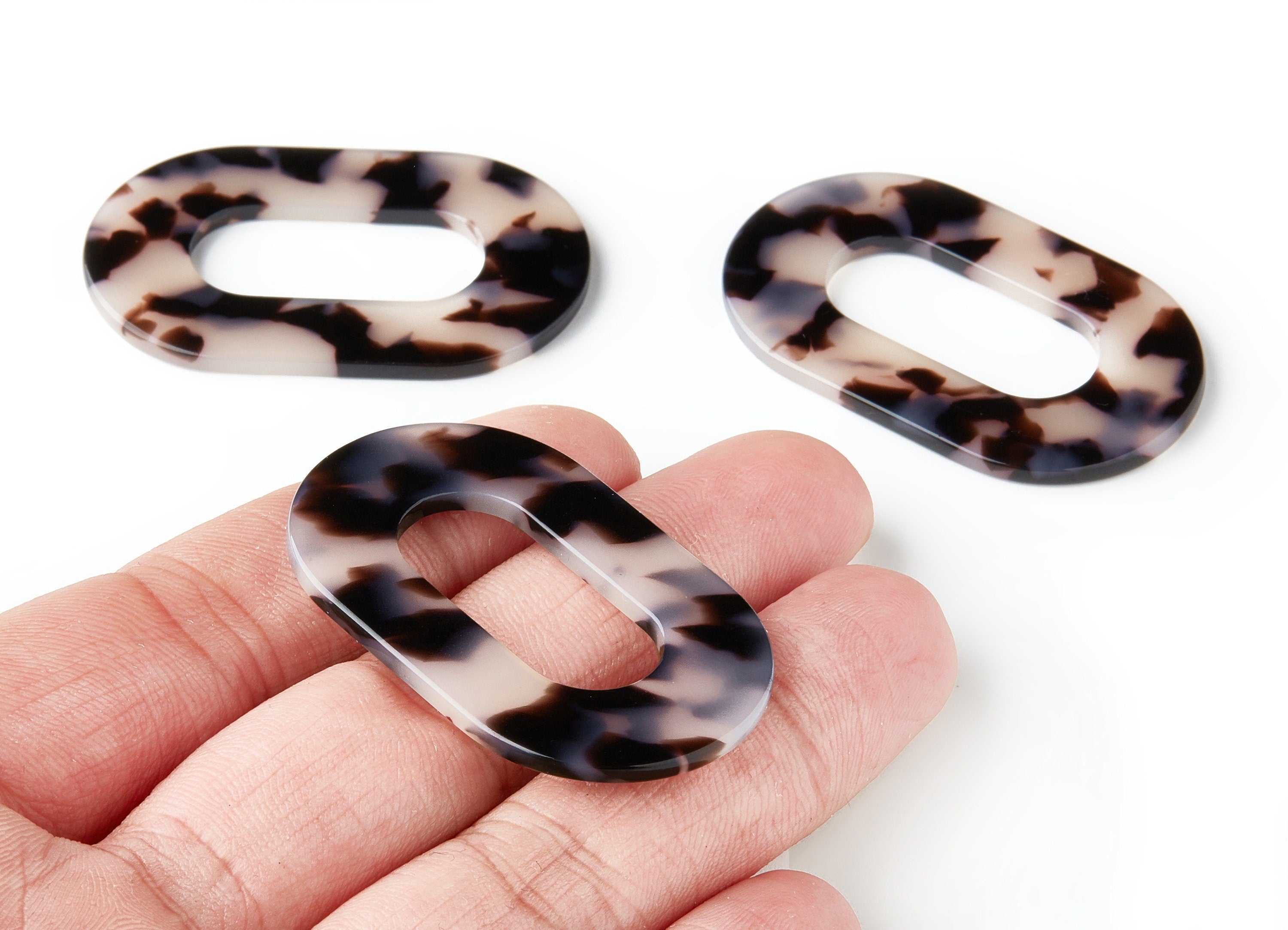 Acetate Acrylic Earring Charms - Blonde Tortoise Shell Earrings - Oval Shaped Pendant - Color Code: A06 - 46.89x29.3x2.63mm - AC1149D - DOMEDBAZAAR